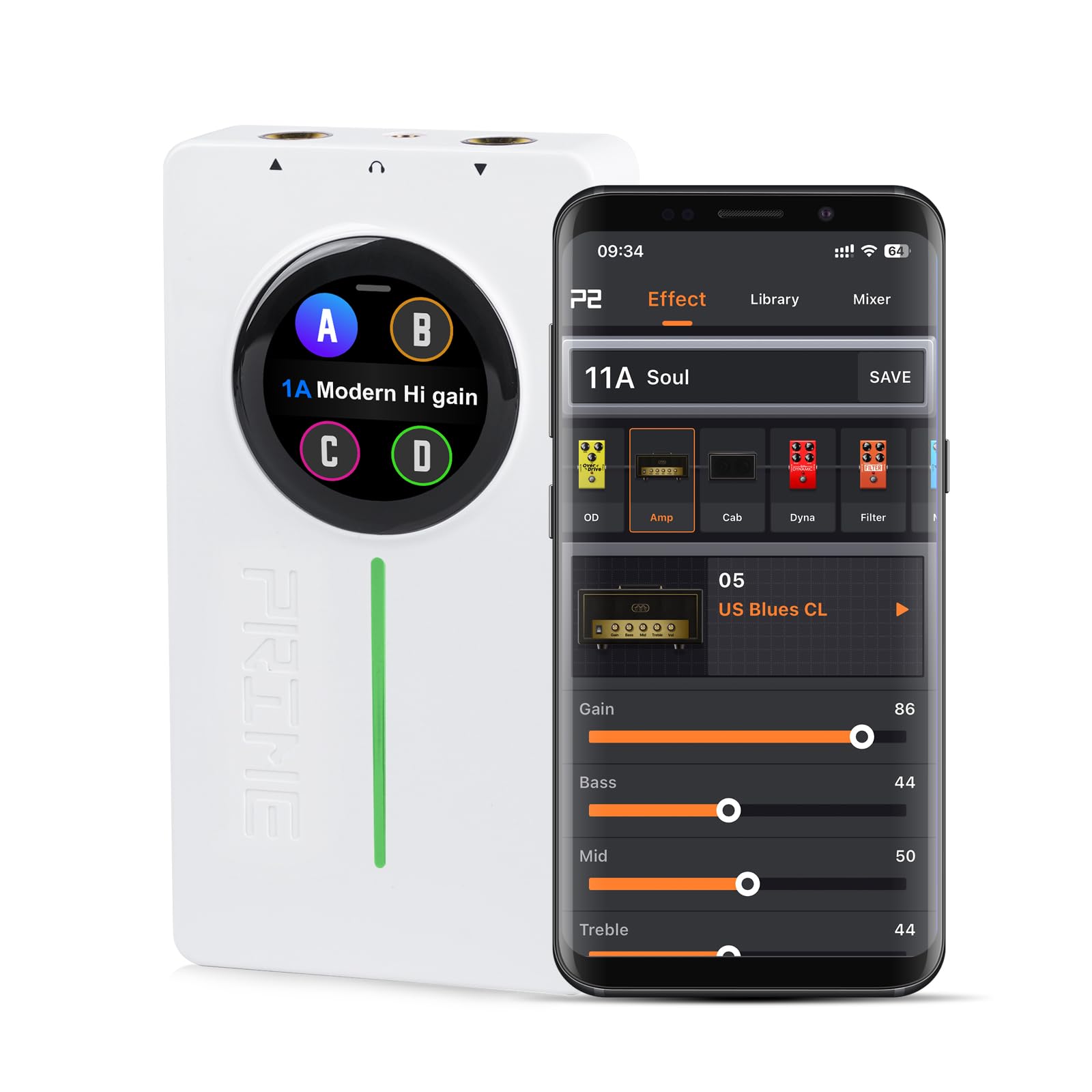 Mooer P2 Multi Effects Pedal Processor, Electric Guitar Bass Guitar Pedals With Amp Midi Looper Drum Machine Touch Screen For Performance Practice Live Streaming