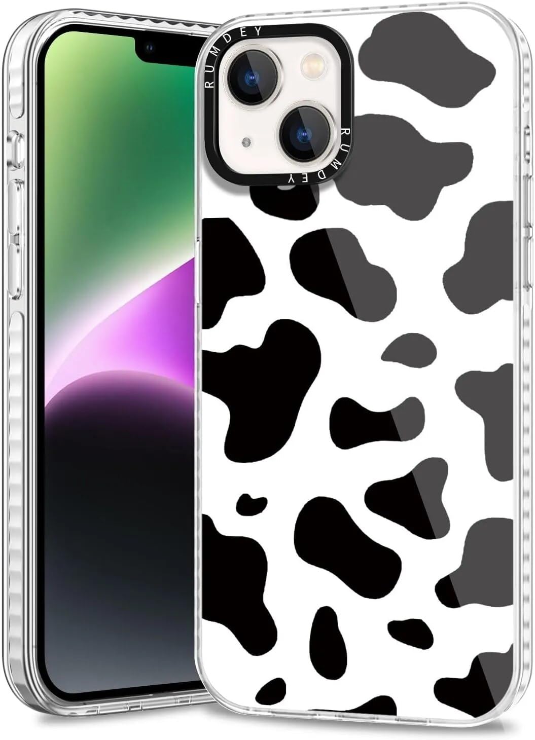 Rumdey 2 Pack Cute Pattern For Iphone 14 Plus 6.7'' Phone Case, Cow Print Aesthetic Design Clear Cases Soft Silicone Slim Tpu Sh