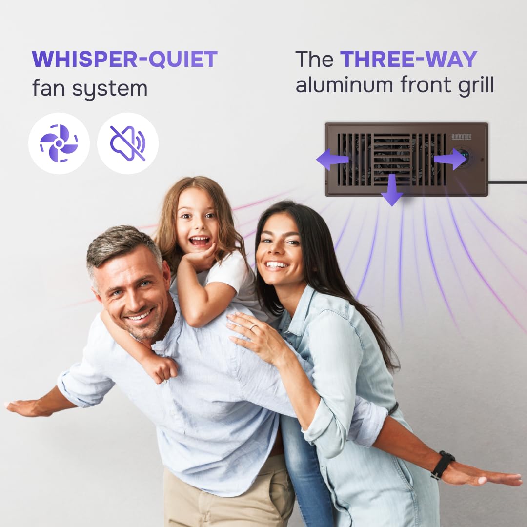 Airbrick Quiet Smart Register Booster Fan With Remote Control. Fits 4    X 10    Register Holes. Enhances Ac/Furnace Vent Airflo
