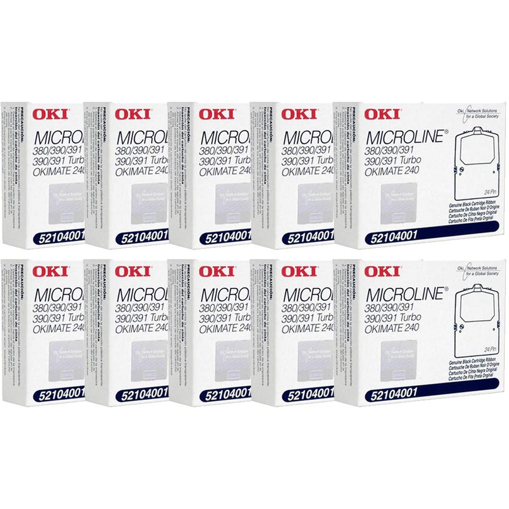 Wholesale CASE of 10   Oki Data 52104001 Printer Ribbon Nylon Printer Ribbon, f/Microline 380,390,+,391+,Turbo, BLK
