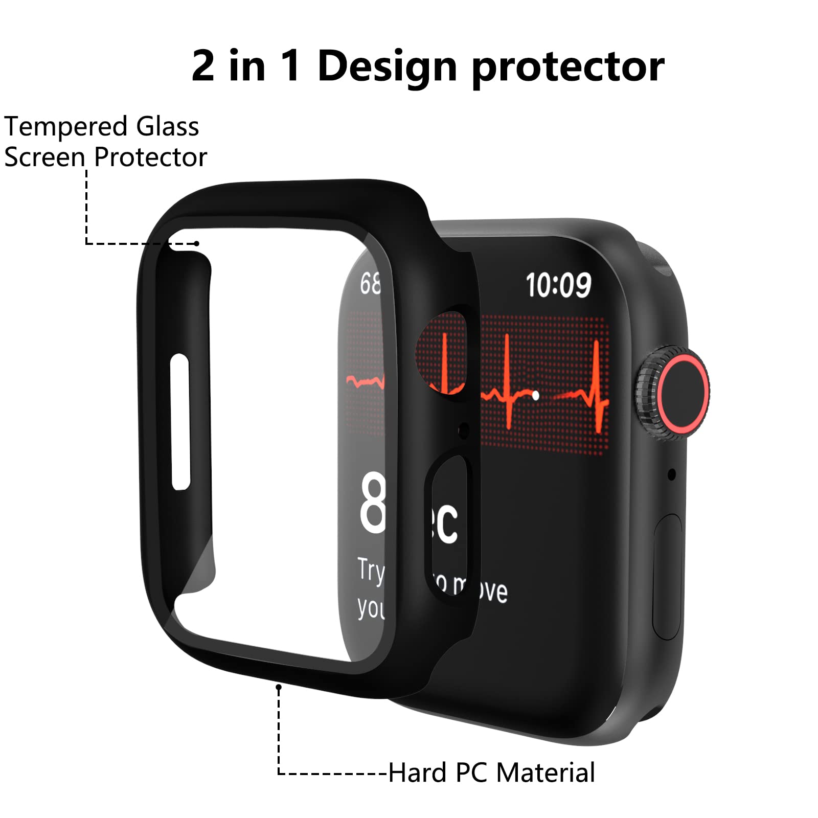 Haojavo 5 Pack Hard Pc Case With Tempered Glass Screen Protector For Apple Watch 40Mm Se(2023) (2Nd Gen) Series 6 5 4 Se, Scratc