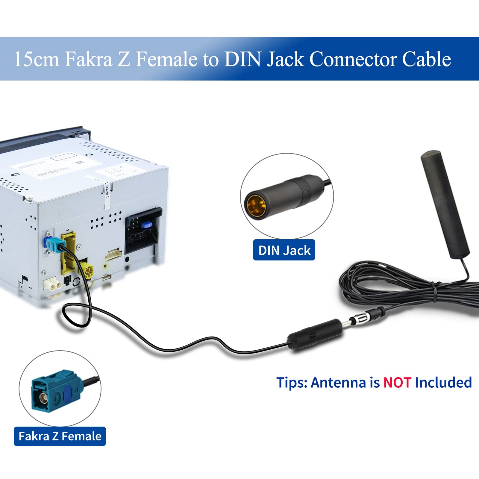 Bingfu Universal Vehicle Car Stereo Fm Am Radio Antenna Adapter Cable Fakra Z Female To Din Socket Connector Cable 15Cm 6 Inch F