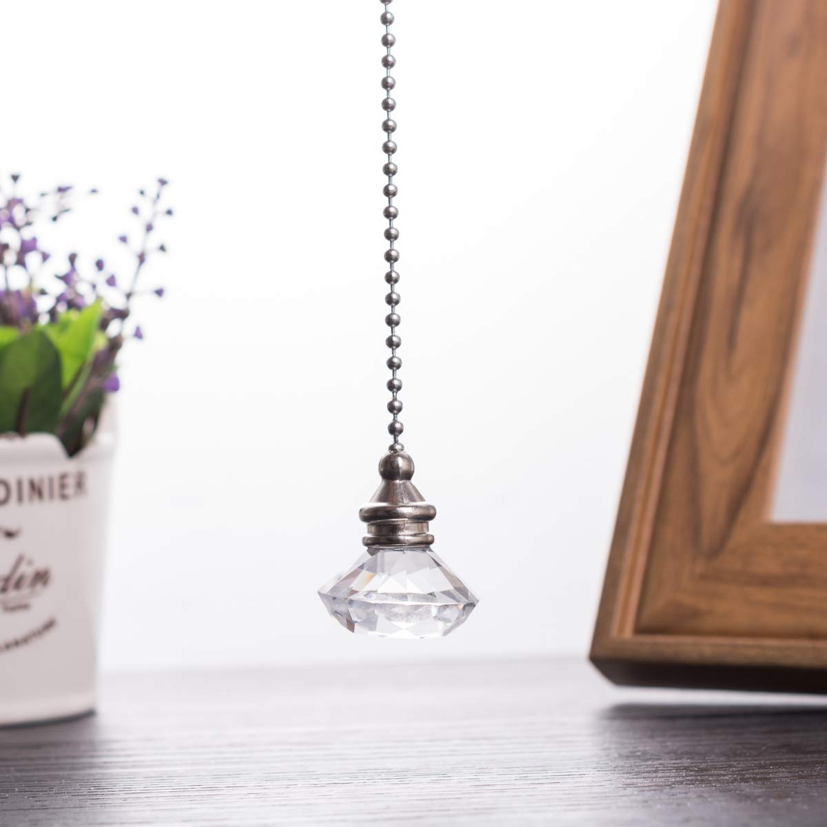 Longsheng Ceiling Fan Pull Chain Set   2 Pieces Clear Diamond Fan Pull Chains 20 Inch Ceiling Fan Chain Extender With Chain Conn
