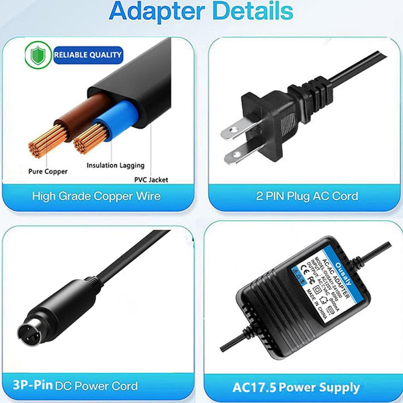 17.5Vx2 500Ma Powe Adapter For Behringer Mxul5 Eurorack Ub1202, Xenyx-1202 Mixer (Fx:Mx5-Mp3) 17.5V Ac Power Supply Mini 3 Pin D