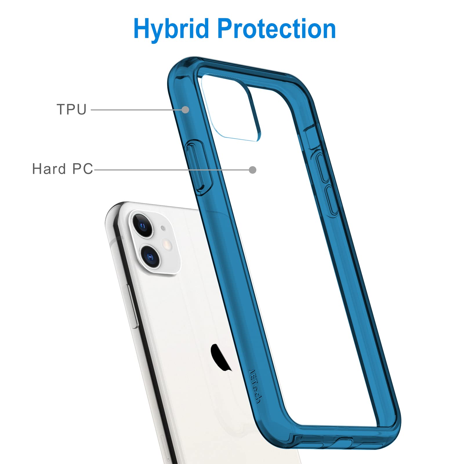 Jetech Case For Iphone 11 6.1-Inch, Non-Yellowing Shockproof Phone Bumper Cover, Anti-Scratch Clear Back (Navy)