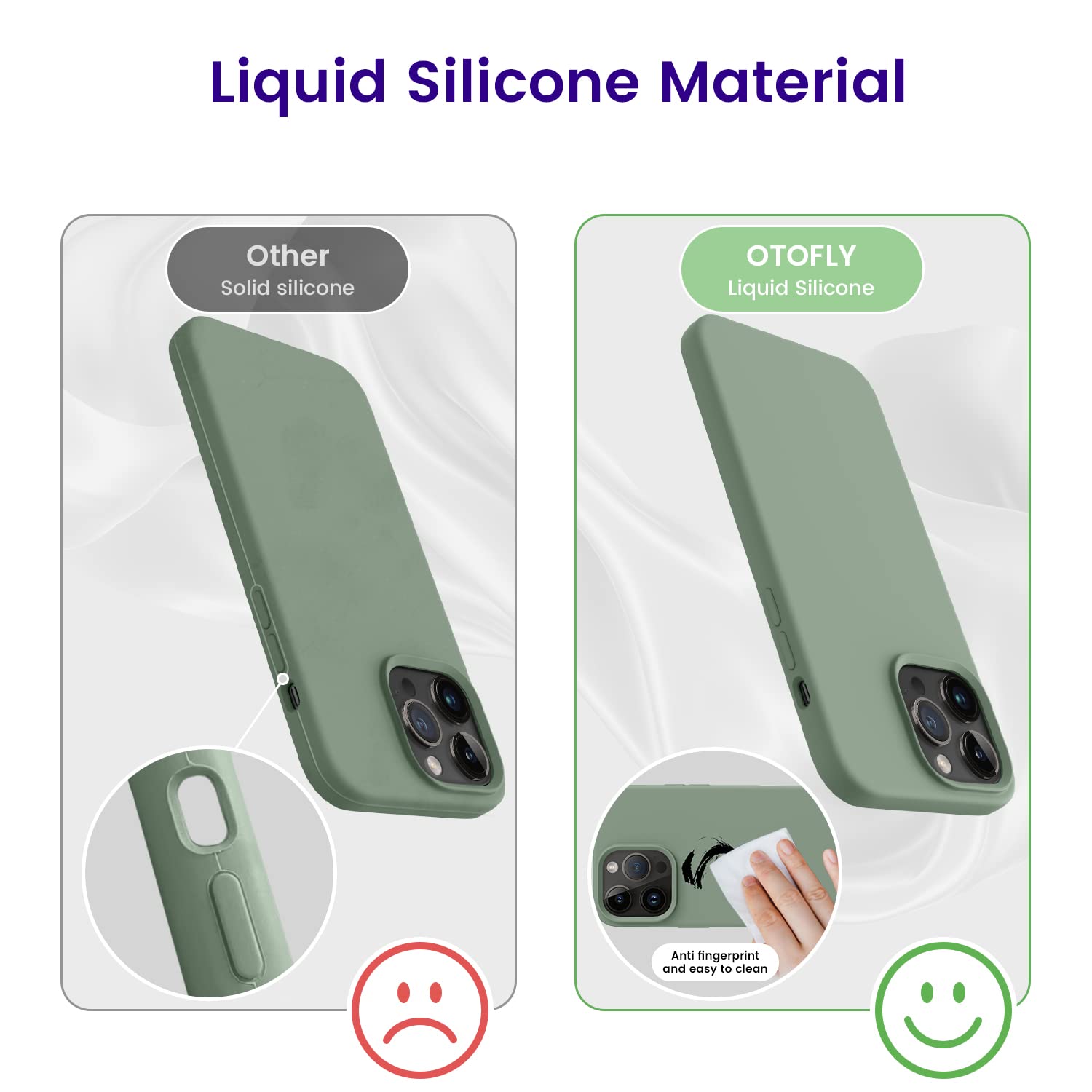 Otofly Designed For Iphone 14 Pro Max Case, Silicone Shockproof Slim Thin Phone Case For Iphone 14 Pro Max 6.7 Inch (Calke Green