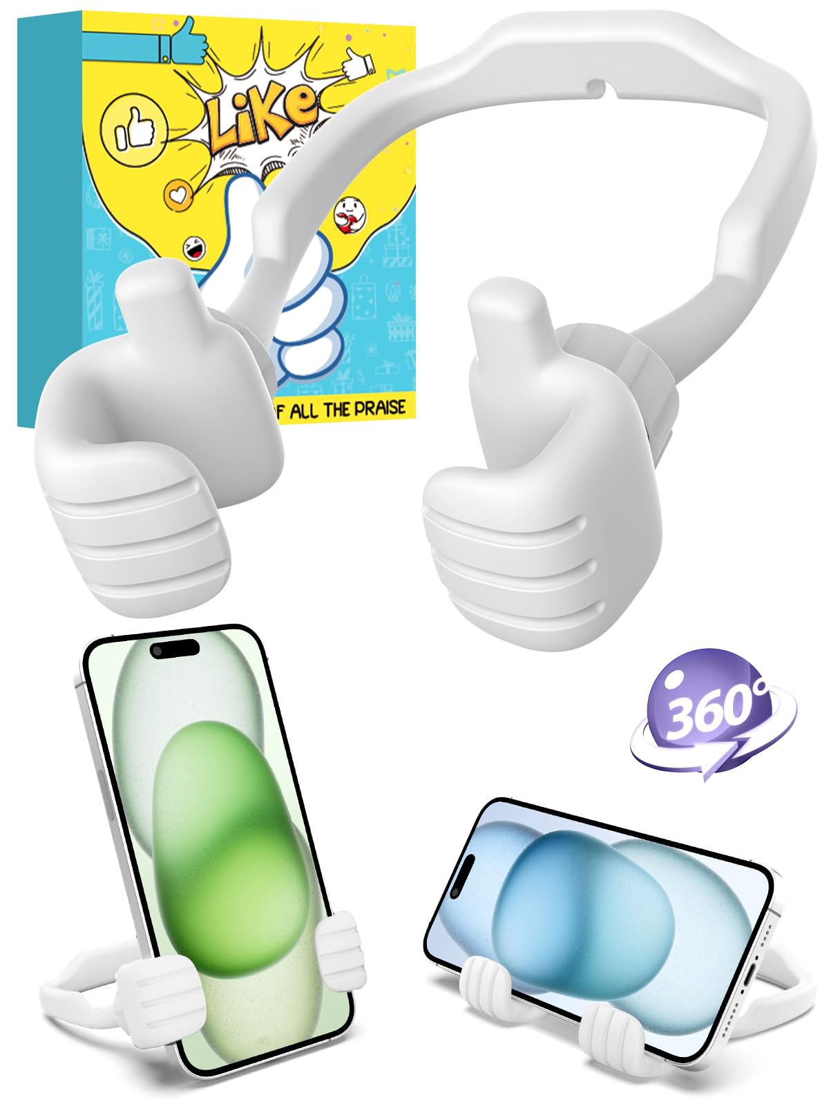 Caldever Stocking Stuffers For Men Women Teens Kids Gifts For Men Christmas: Thumbs Up Lazy Phone Stand Holder Funny Gadgets Tee
