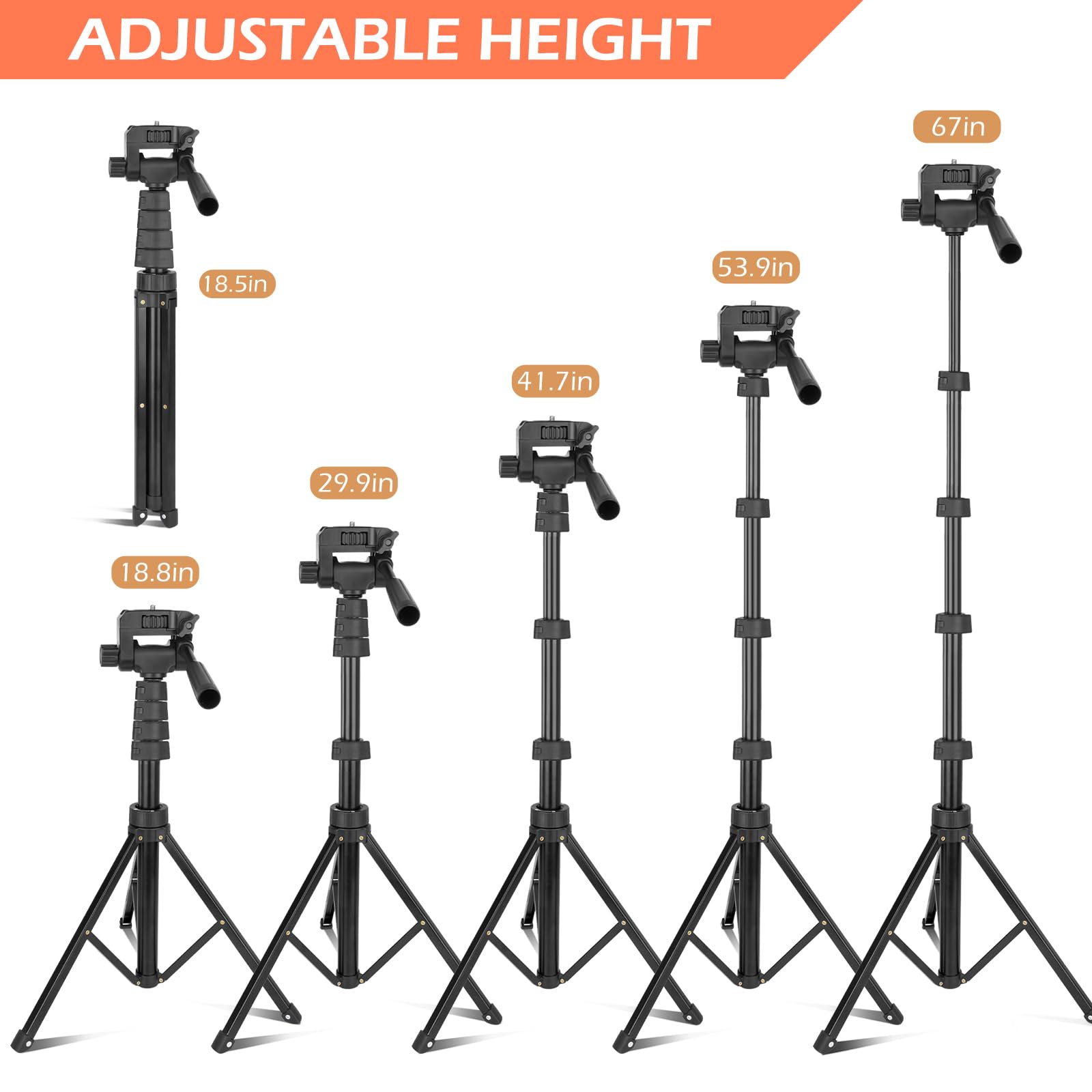 Aureday 67' Phone Tripod&Camera Stand, Selfie Stick Tripod With Remote And Phone Holder, Perfect For Selfies/Video Recording/Vlogging/Live Streaming
