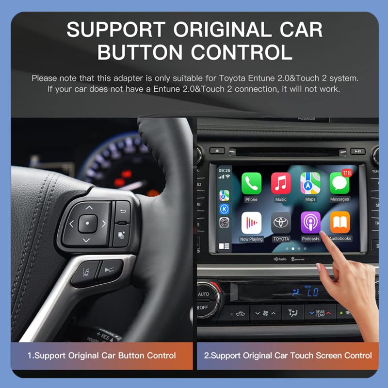 Carplay Android Auto Adapter Wireless Carplay Retrofit Kit Decoder For Toyota Touch2 & Entune2.0 2014 2019 Fit For Corolla/Prius