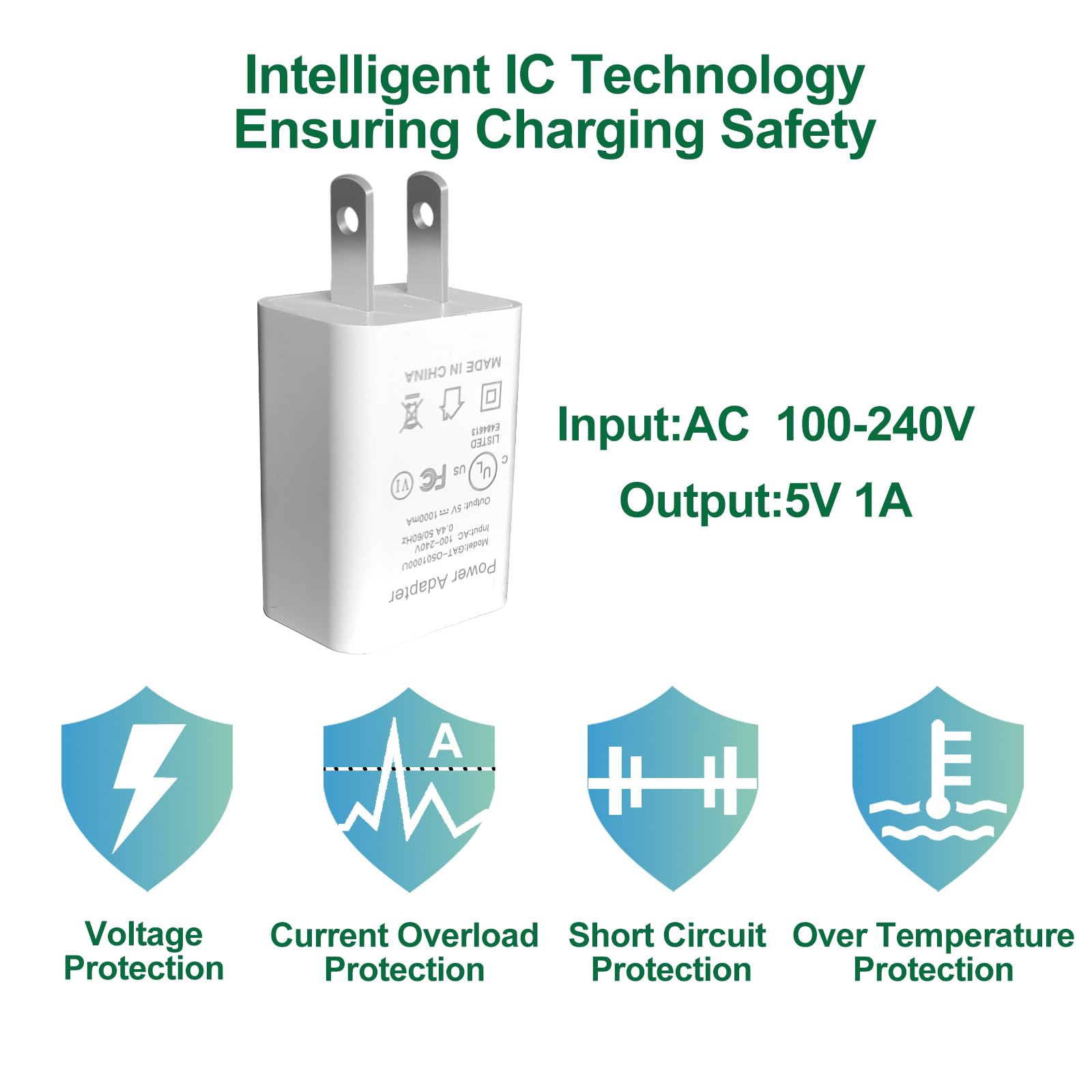 20Ft Flat Power Cord With Adapter For Ring Camera, Ring Spotlight Cam Plus/Pro/Battery, Ring Stick Up Cam Battery,Arlo Essential