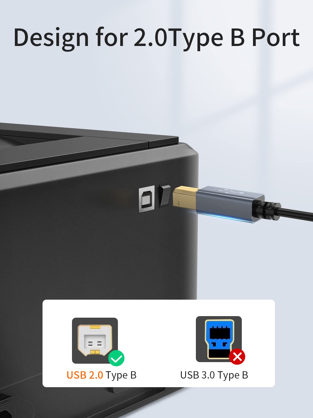 Cablecreation Usb-C Printer Cable 2 M, Type B 2.0 Cable Compatible With Macbook Pro, Hp, Canon, Brother, Samsung Printers, Pvc W