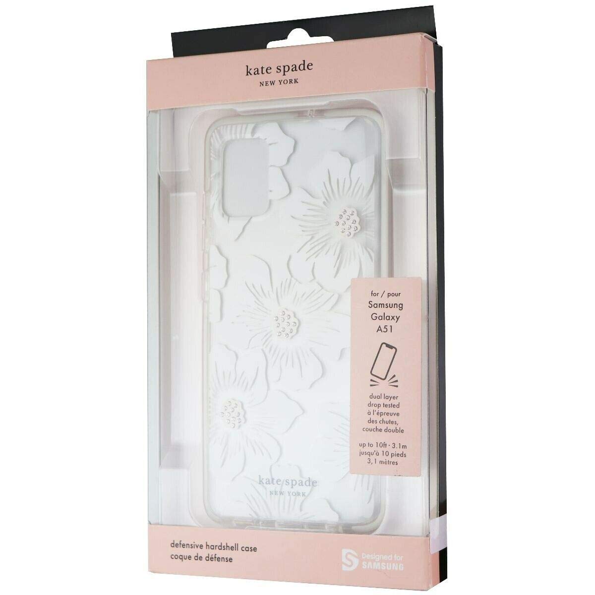 Kate Spade Defensive Hardshell Case For Samsung Galaxy A51   Clear/White Flowers