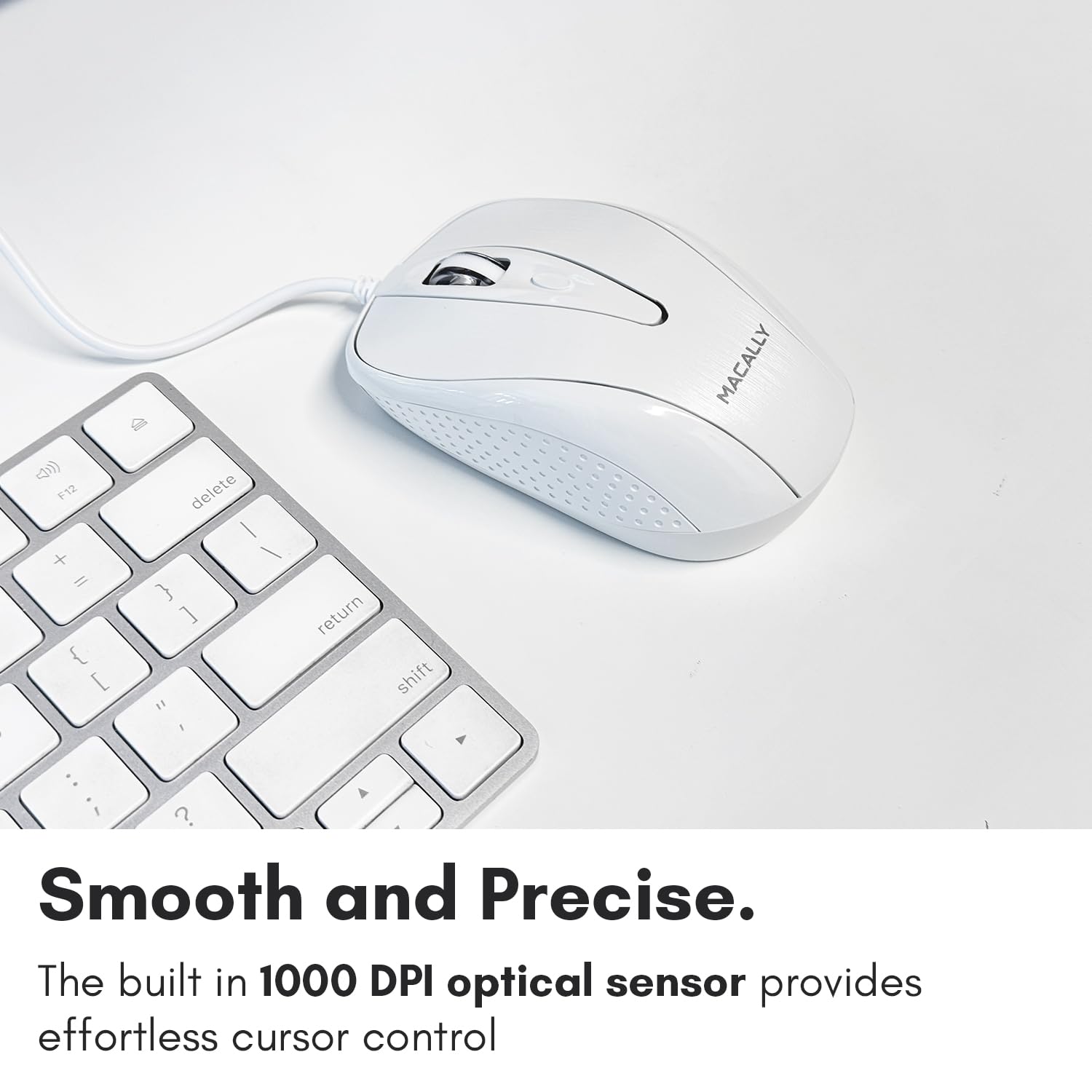 Macally Usb Wired Mouse With 3 Button, Scroll Wheel, & 5 Foot Long Cord, Usb Mouse For Laptop And Desktop, Computer Mouse Wired