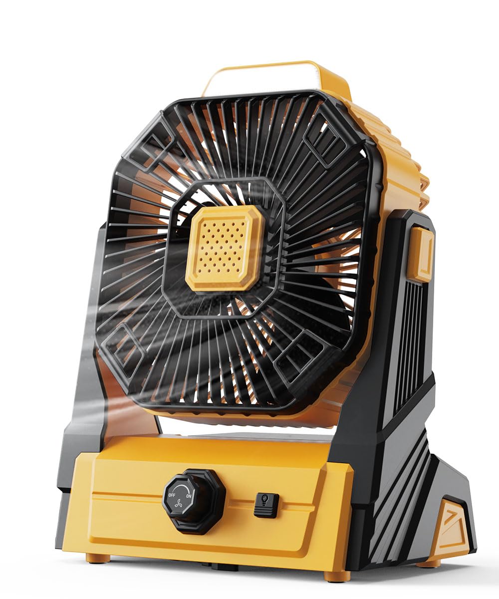 Kopbeau Portable Camping Fan With Lights, 20000Mah Rechargeable Battery Operated Fan, Battery Powered Outdoor Beach Tent Fan Wit