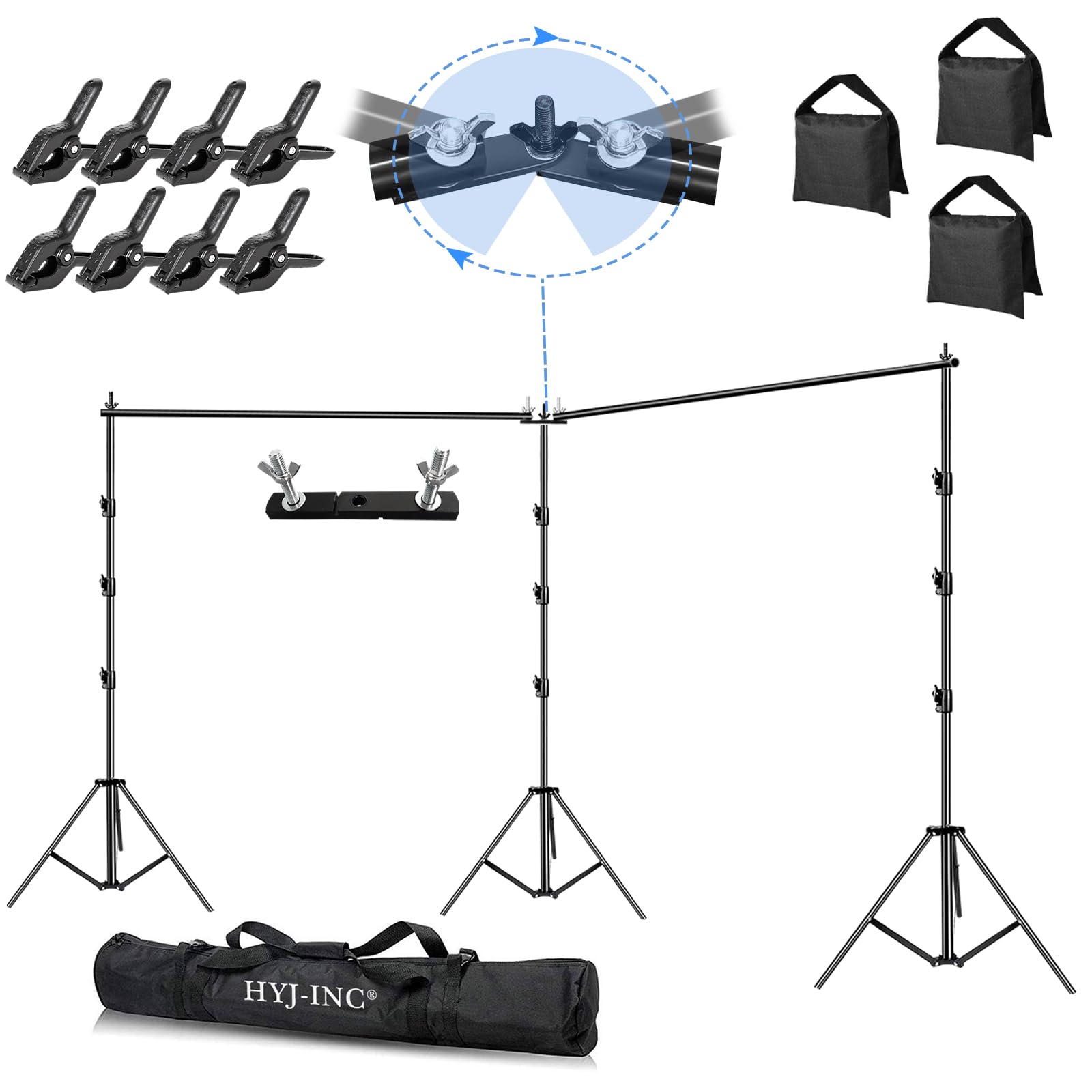 HYJ-INC Photo Video Studio 20ft (Wide) x 10ft (Tall) Heavy Duty Adjustable Width & Length Photography Backdrop Stand Background 