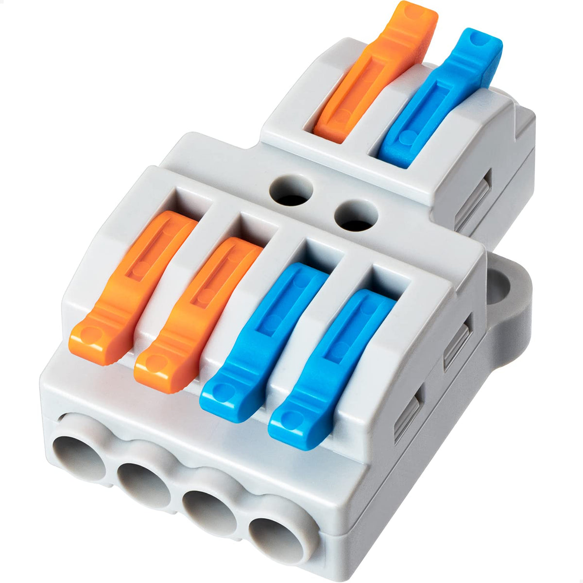 Gkeemars 10 Pcs Lever Wire Connectors, Quick Wiring Cable Connector Push In Conductor Terminal Block (2 In 4 Out)