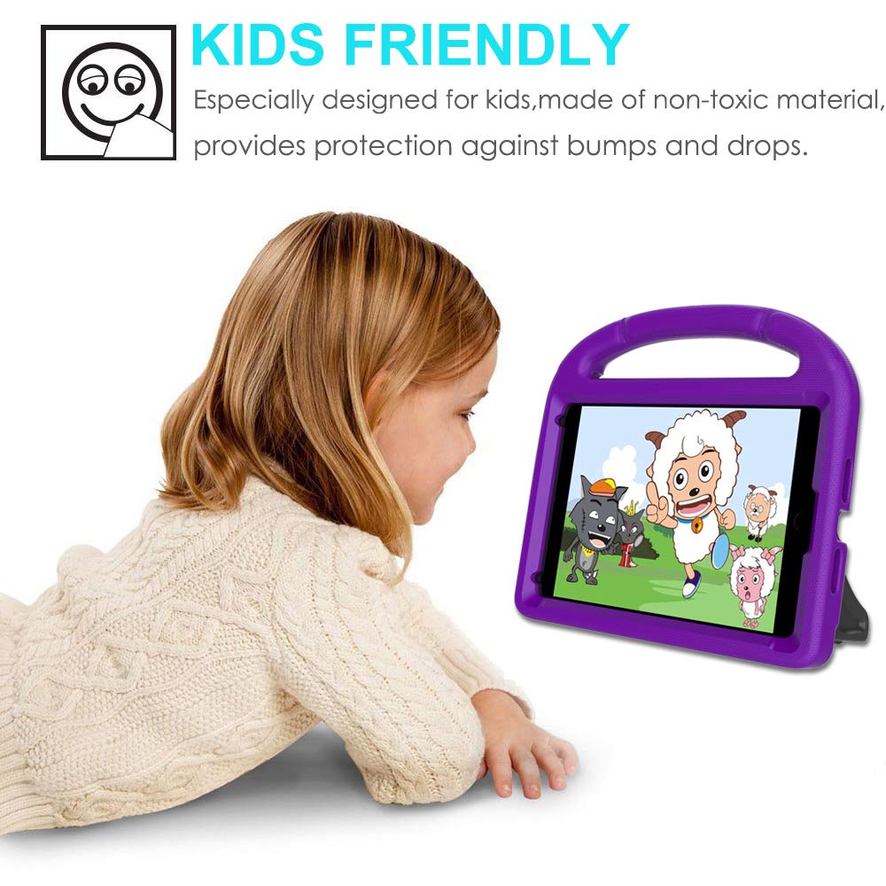 Suplik Kids Case For Ipad Mini 5/4/3/2/1 (7.9''), Durable Shockproof Protective Handle Bumper Stand Cover With 2*Screen Protecto