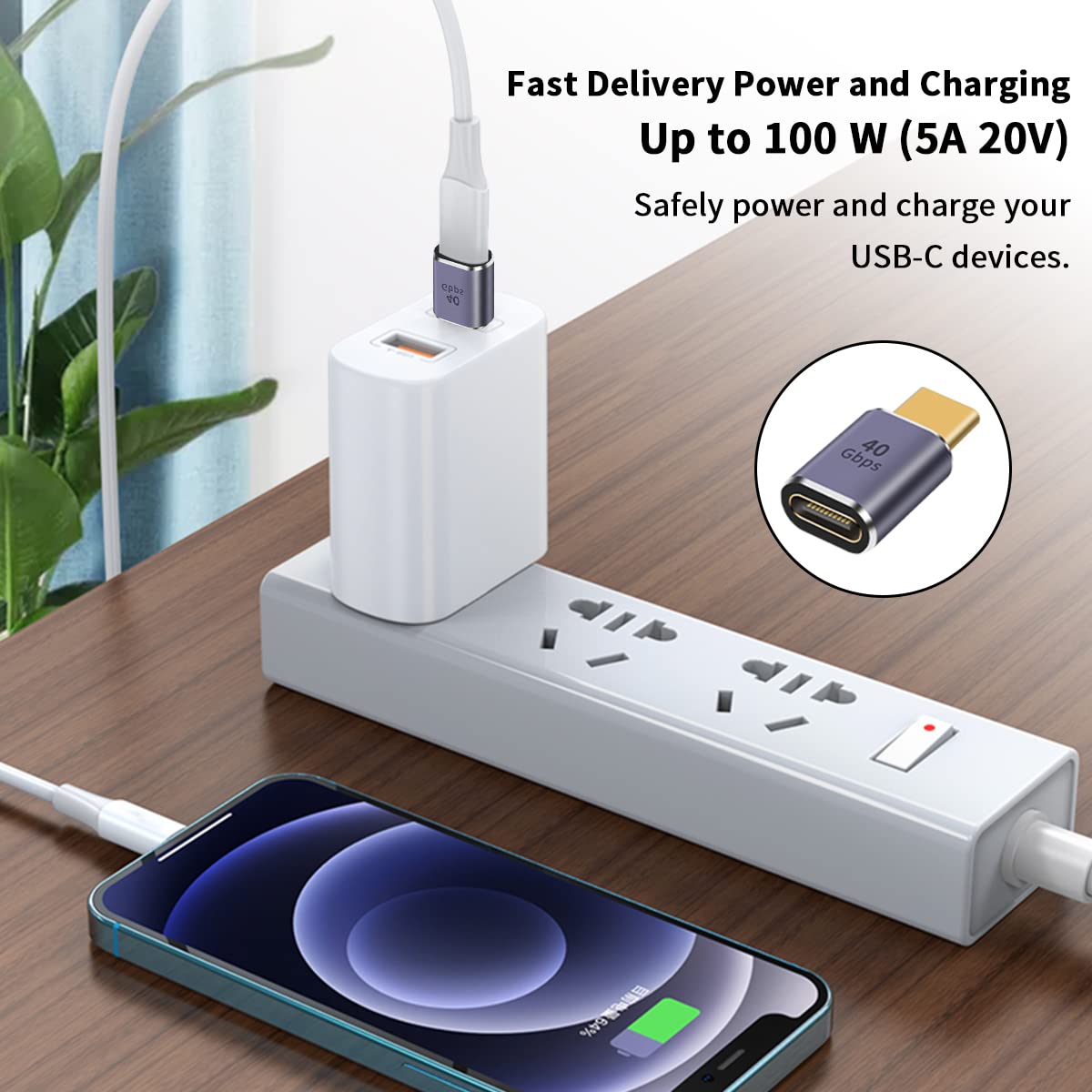 Poyiccot Usb C Extender Adapter 40Gbps, 100W Usb C Male To Female Adapter, Usb C Extension Adapter With 8K Video Display For Ipad, Imac, Macbook, Thunderbolt 3/4, 1Pack