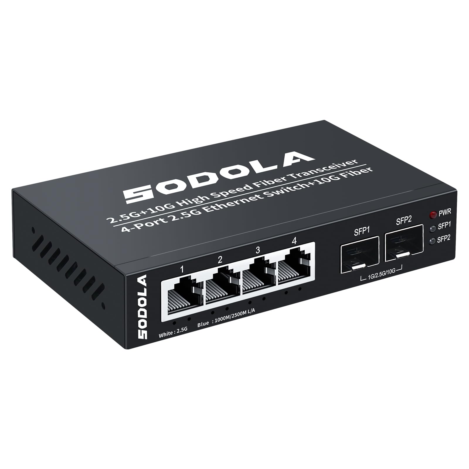Sodola 6 Port 2.5G Umanaged Ethernet Switch,4X 2.5Gbase T Ports,2X 10G Sfp, 60Gbps Switching Capacity,Mini Wall Mountable 2.5Gb