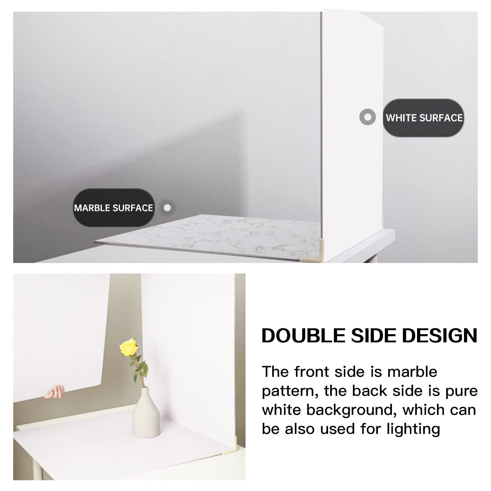 Beiyang Food Photography Backdrops 24X24 Inch Marble Photo Backdrop Boards 3Pcs White Photography Backdrop Boards With 3 Bracket