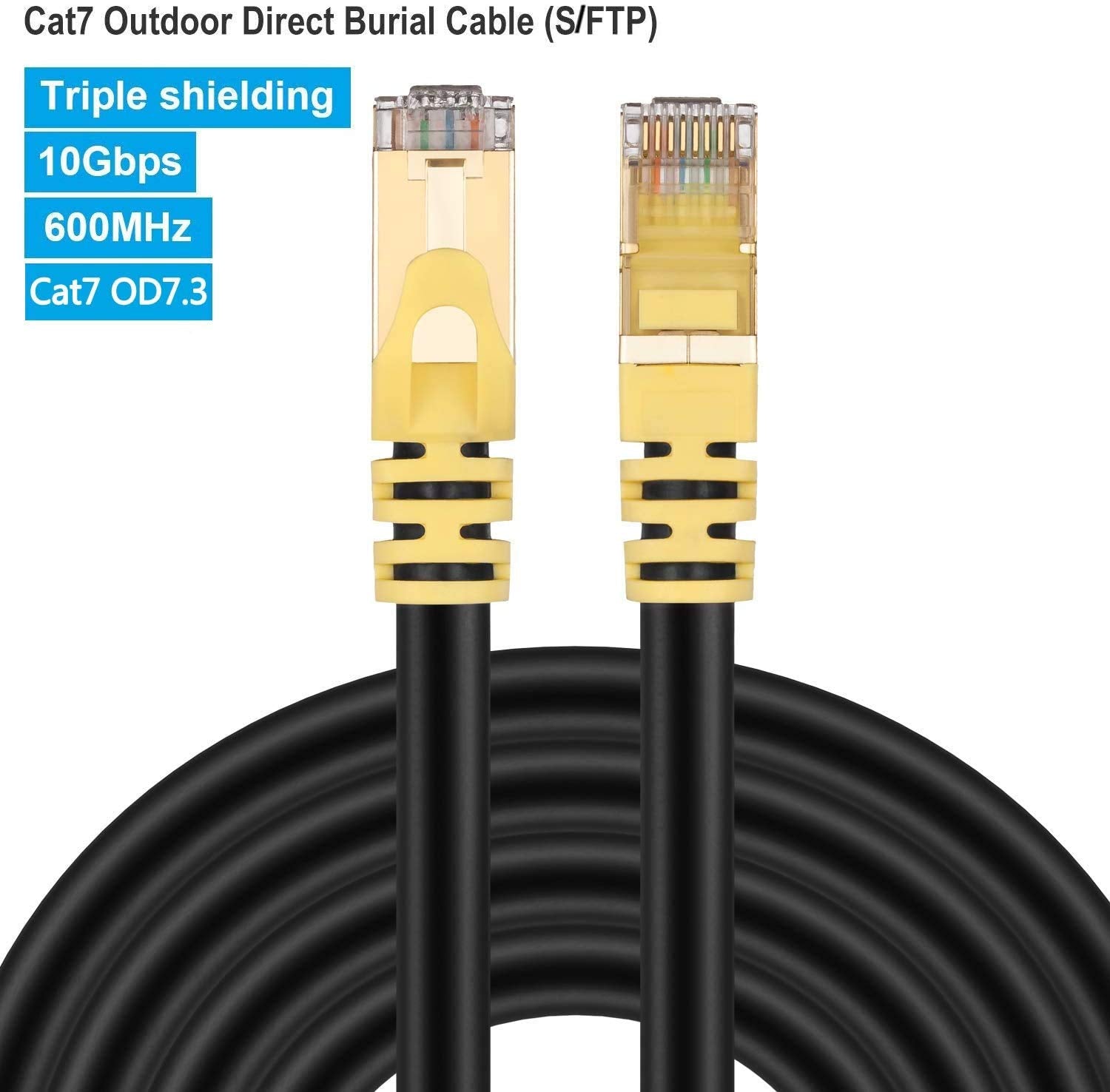 Ldkcok Cat 7 Internet Cable 350Ft, Cat7 Outdoor Ethernet Cable 350 Ft, 26Awg Heavy Duty Cat7 Networking Cord Patch Cable Rj45 Transmission Speed 10Gbps,Transmission Bandwidth 600Mhz Lan Wire