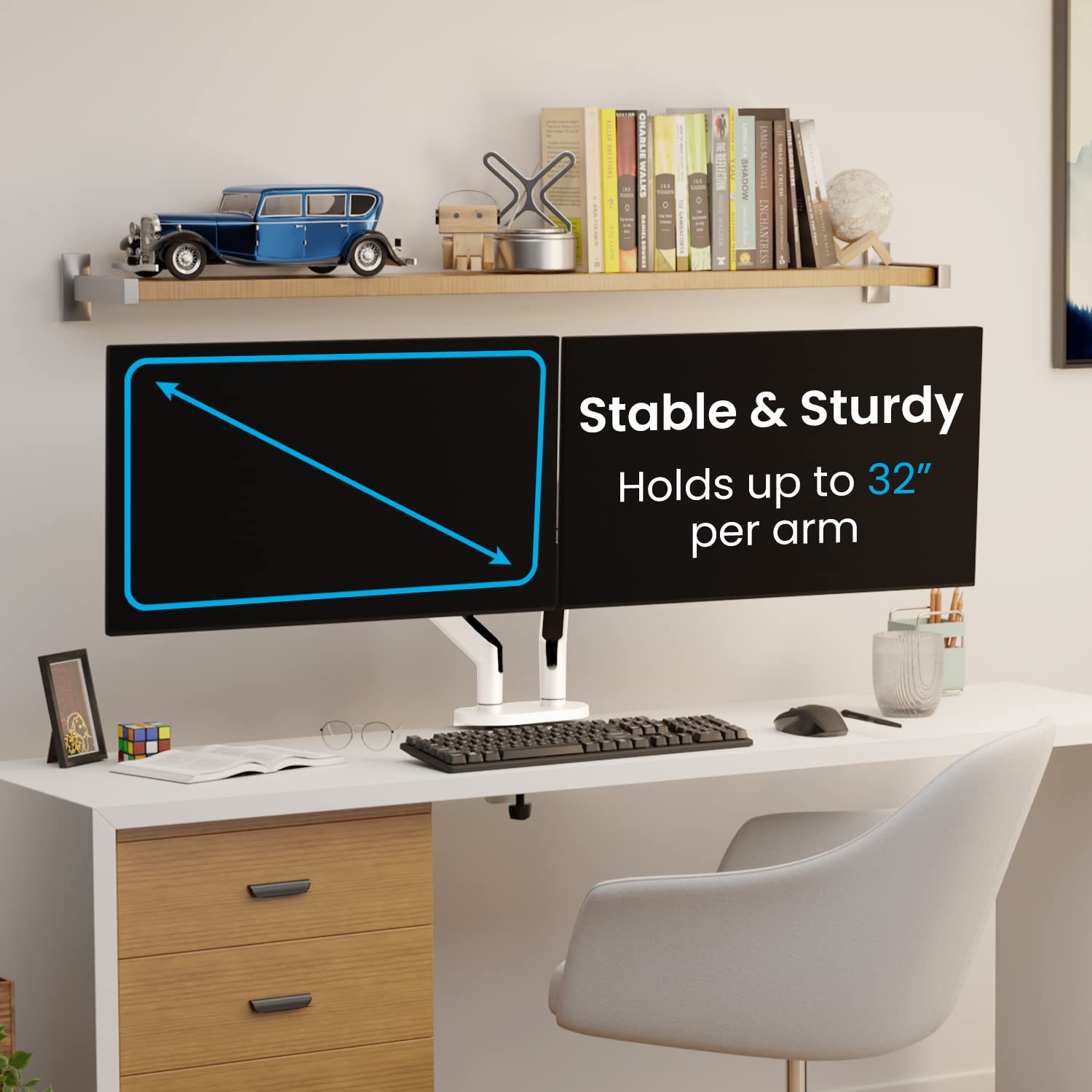 Eveo Premium Dual Monitor Mount 14 32    Dual Monitor Stand Vesa Bracket Adjustable Height Gas Spring Monitor Stand For Screen F