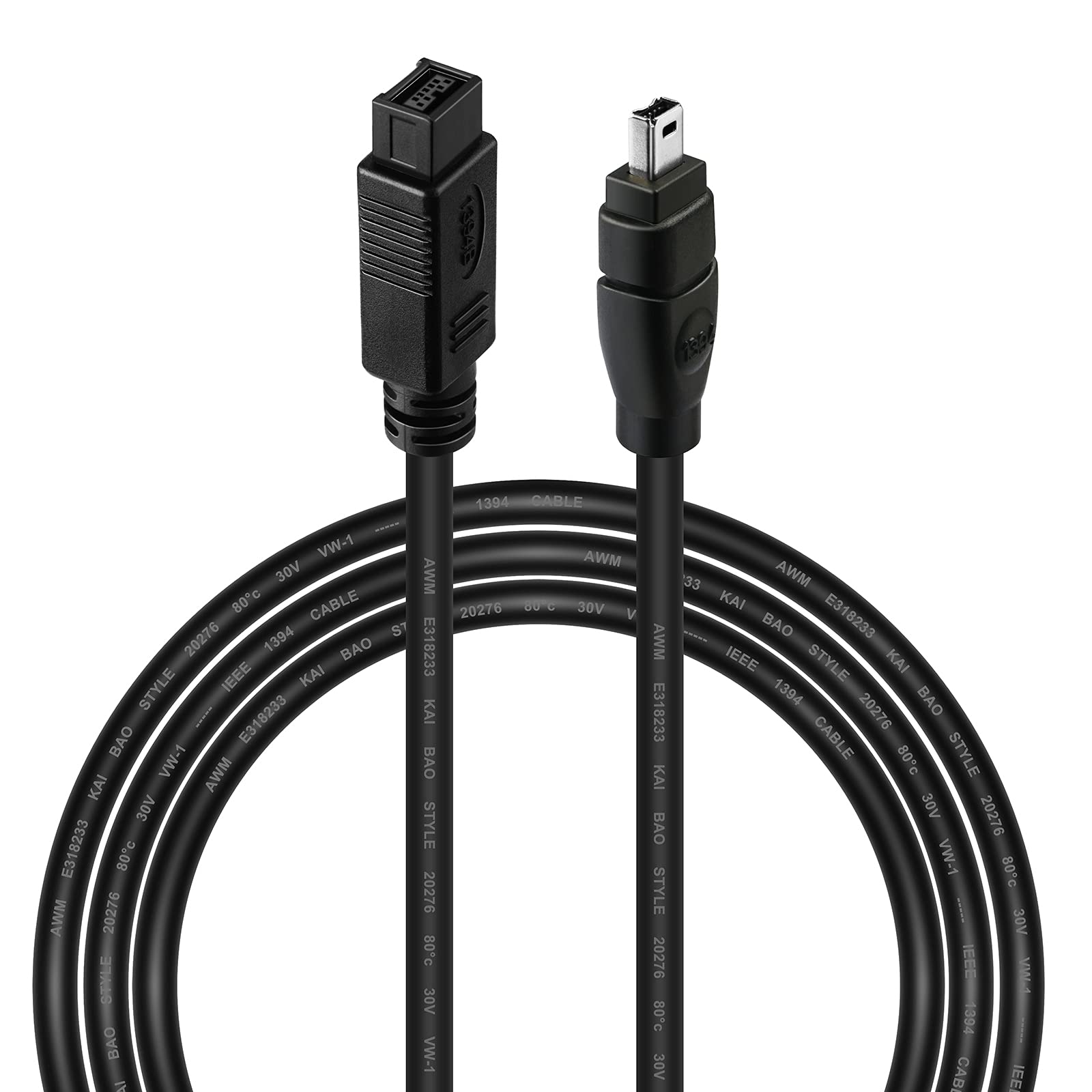 Yeworth 6Ft Firewire High Speed Ieee 1394 Firewire 800 To Firewire 400 Cable, 1394B 800 400 Ieee 9 Pin Male To 4 Pin Male Cable For Macbook Pro, Mac Mini, Imac Pc, Digital Cameras, Slr