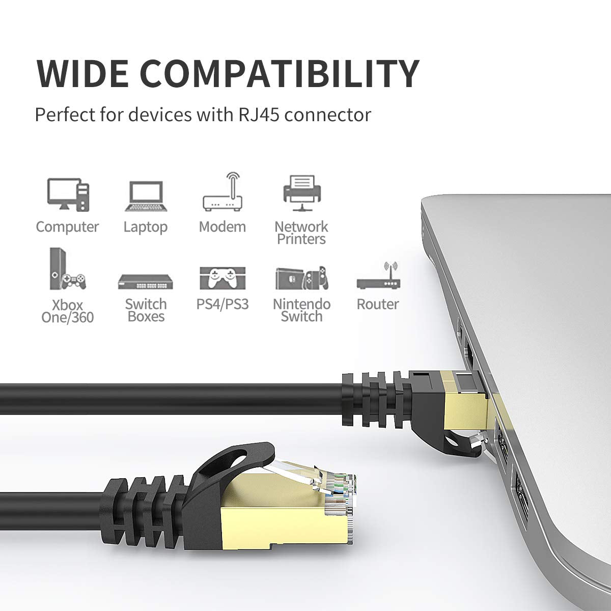 Bifale Cat7 Ethernet Cable 400Ft, Cat7 Outdoor Cable Triple Shielding Sstp 10Gbps 600Mhz Ethernet Patch Cable For Modem Router Lan Rj45, Uv/Water Proof, Direct Burial, Pe Jacket