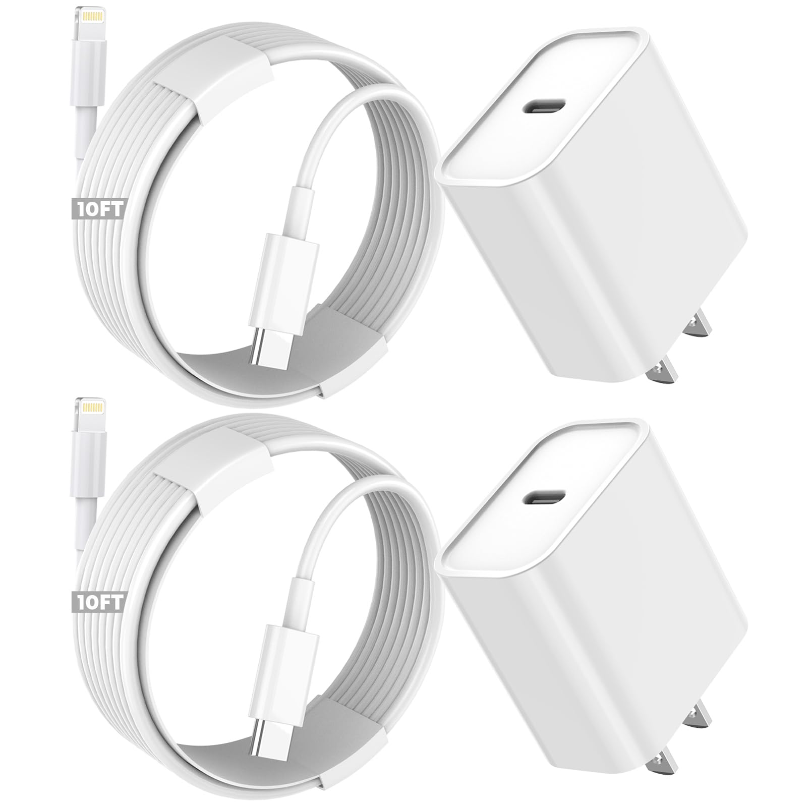Iphone Fast Charger,Extra Long Fast Charger Iphone 10Foot 2Pack Iphone Charger 20W 10Ft Fast Iphone Fast Charging Usb C To Light