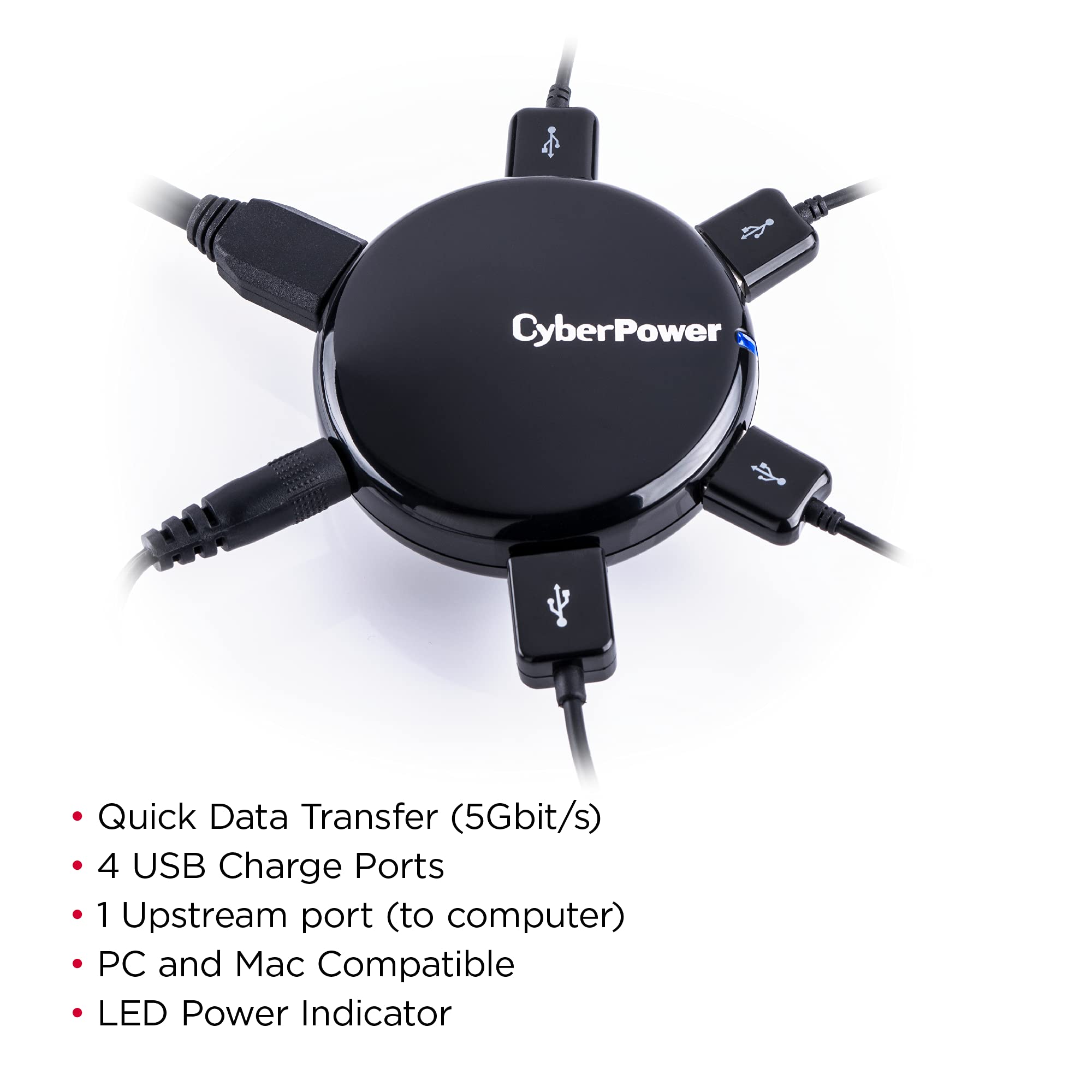 Cyberpower Cph430Pb 4 Port Usb 3.0 Superspeed Hub - Black