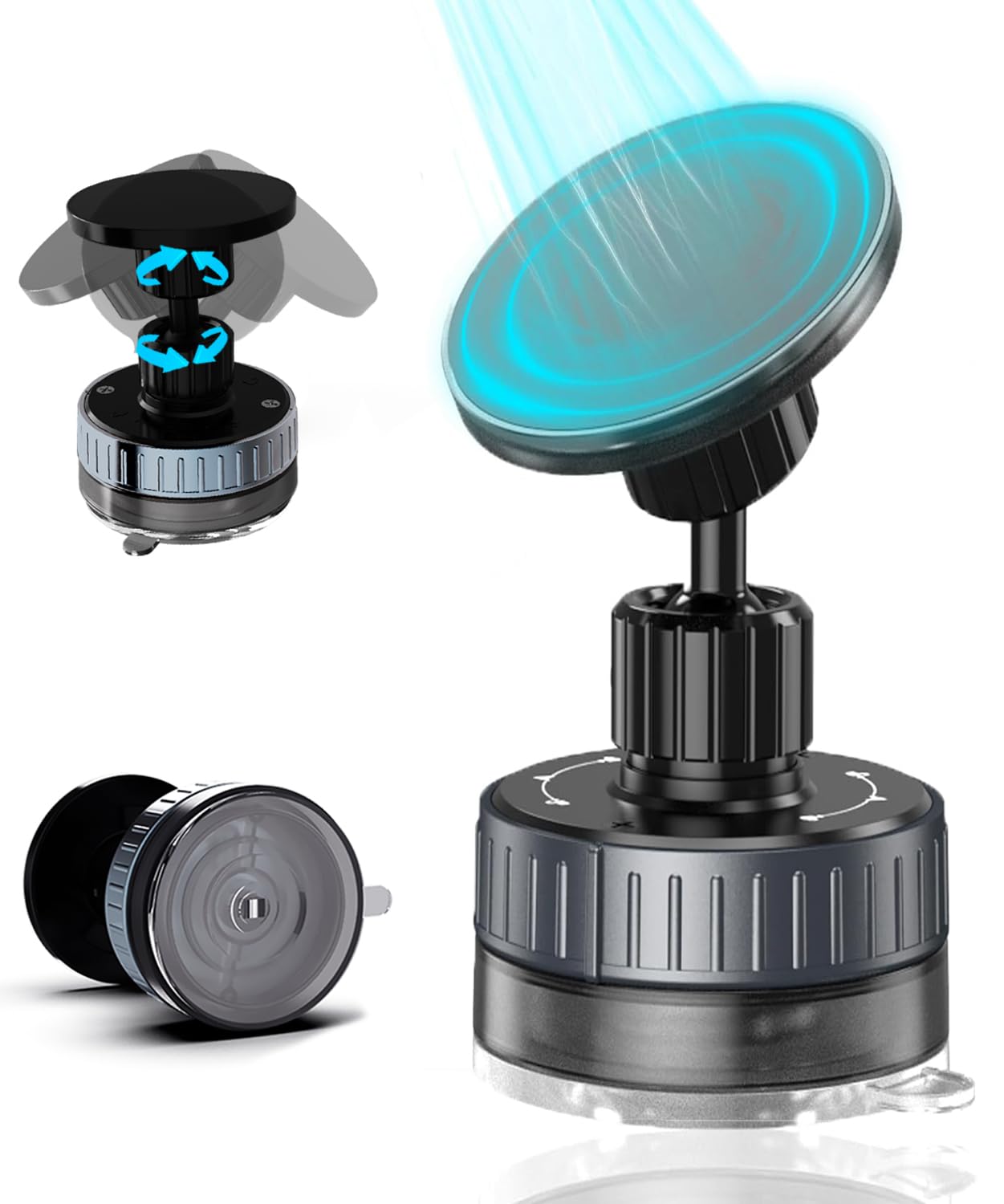 Upgraded Vacuum Magnetic Suction Phone Holder[89+Lbs Strongest Suction&20*N55 Magnets], 720 Adjustable Car Phone Mount, Magnetic