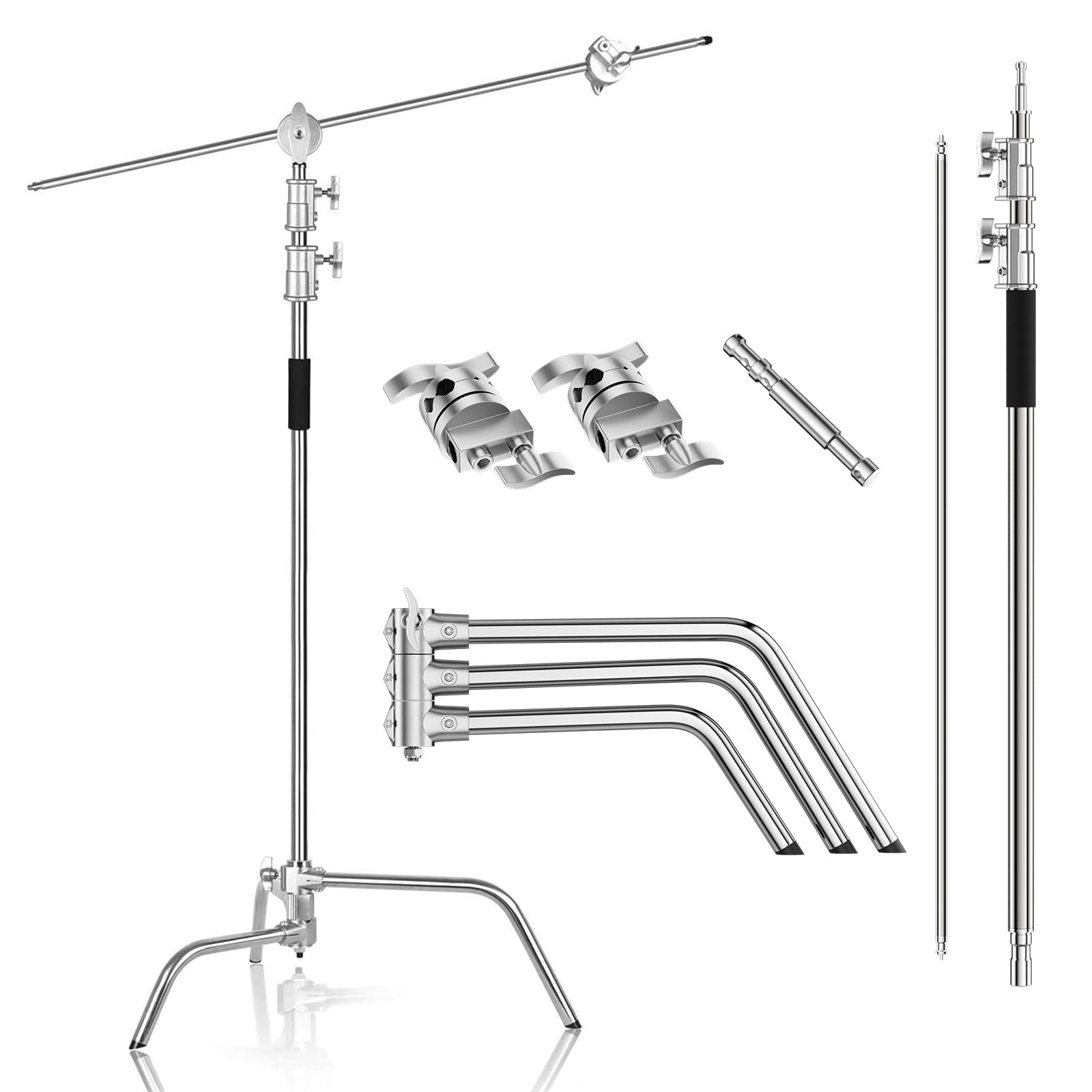 Emart Photography C Stand With Boom Arm, 10Ft/300Cm Adjustable Heavy Duty Light Cstand With 4.2Ft/128Cm Holding Arm, 2 Pieces Gr