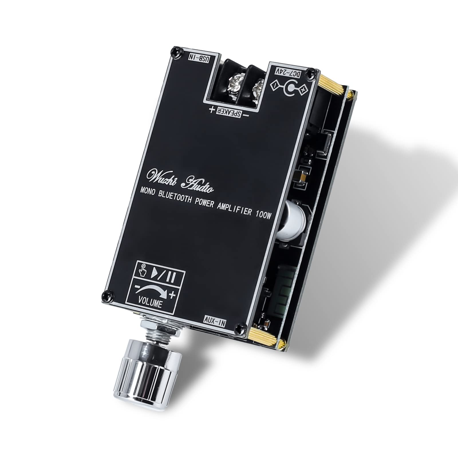 Bluetooth Amplifier Board, Pemenol Tws Dc 7 24V 100W Mono Audio Power Amplifier Module With Box Matching Function Support Aux/Bl