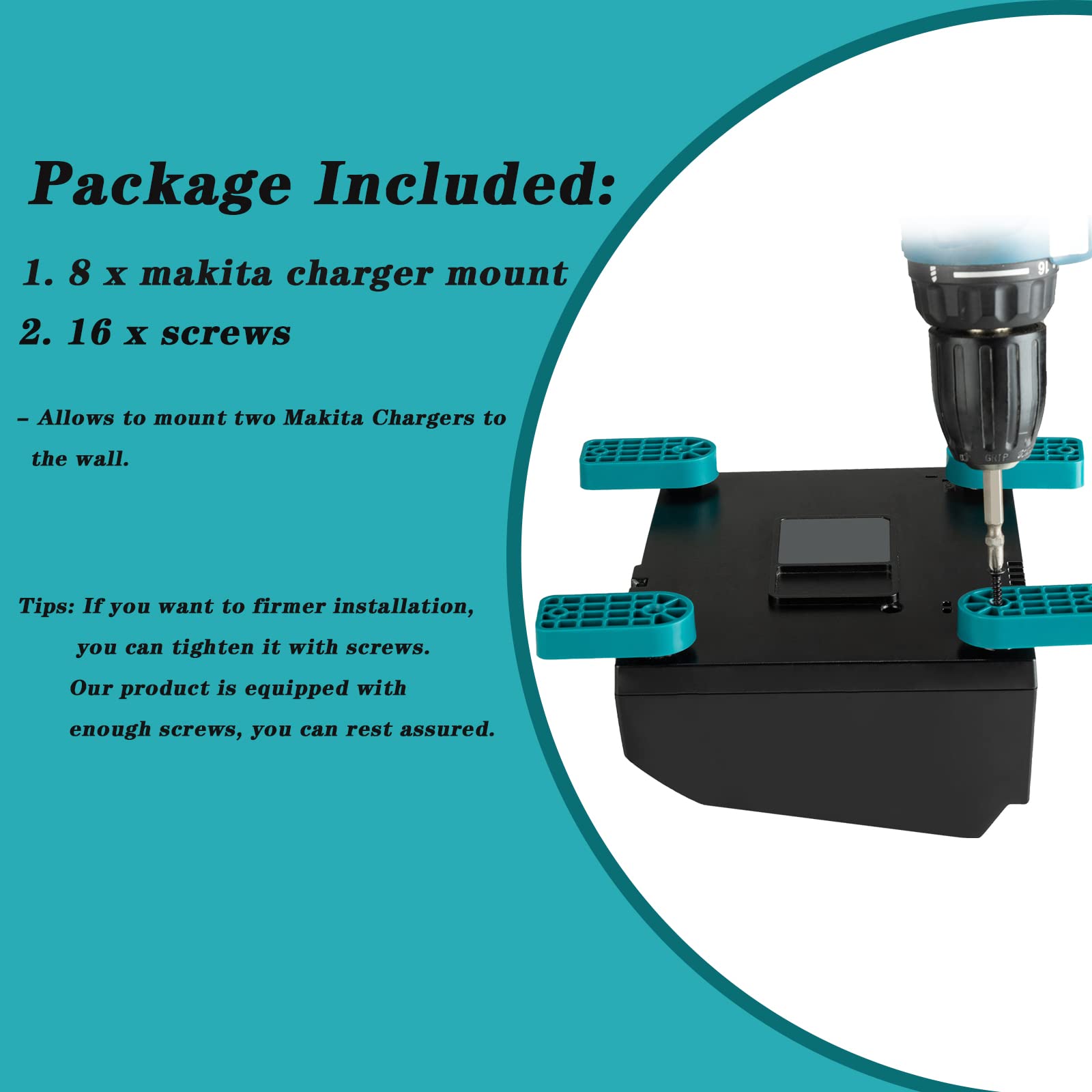 2 Pack Makita Charger Holder, Charger Mount For Makita Dc18Rc Dc18Rd Dc18Ra Dc18Rf Dc18Sc Dcb18Sd Dc18Sf Chargers(Single & Doubl