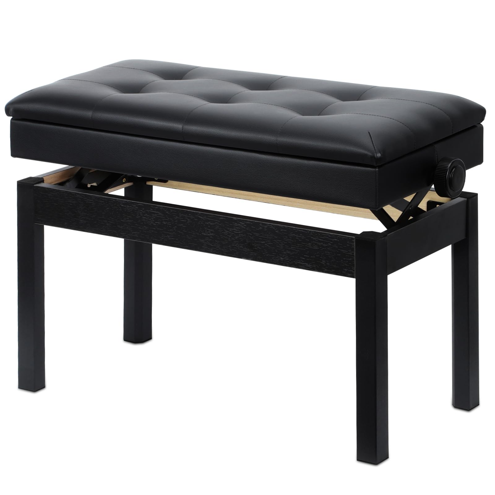Jdfdexc Adjustable Double/Duet Piano Bench,Solid Wood Piano Chair,Waterproof Piano Seat with Storage for Music Books & Leather C