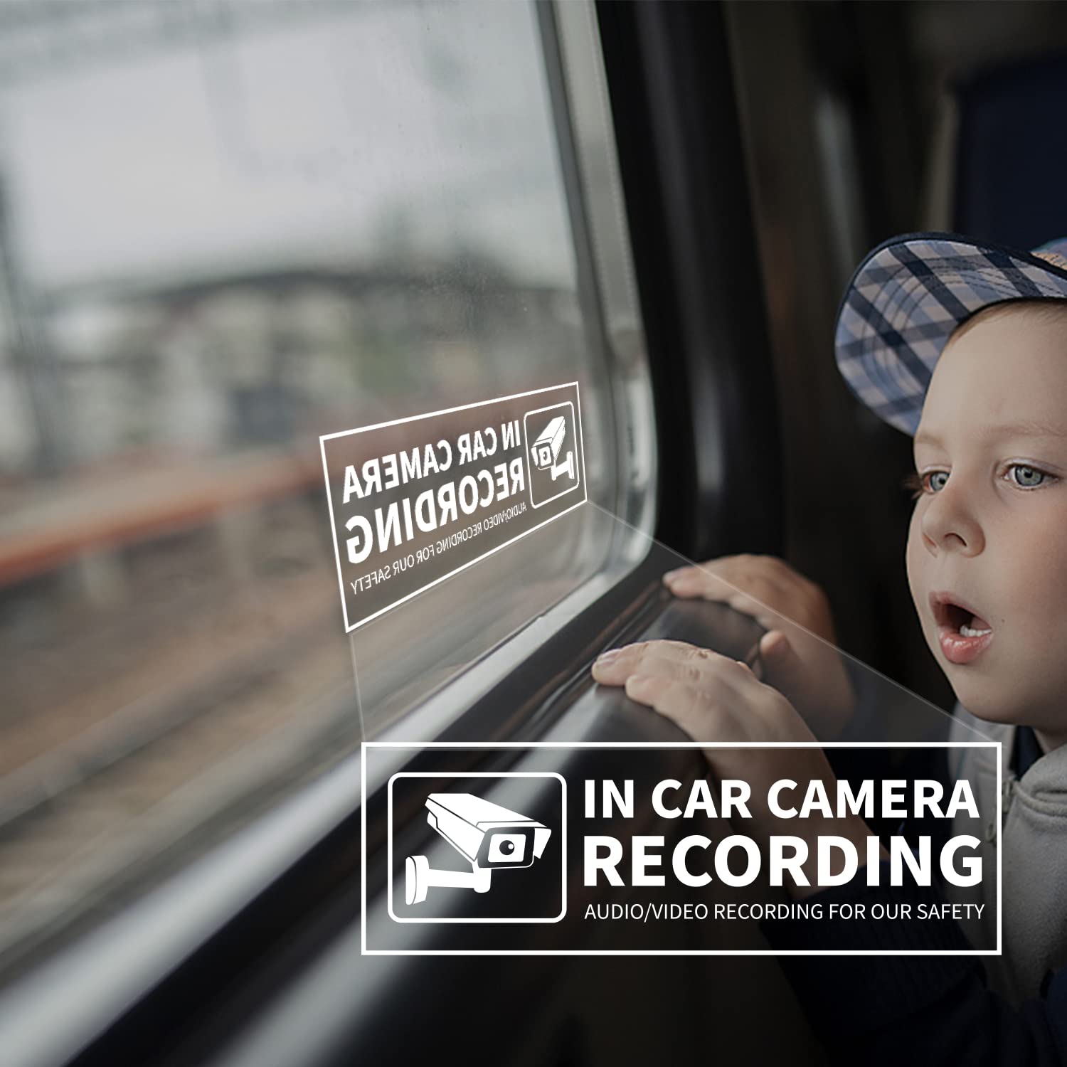 In Car Camera Audio Video Recording Window Vinyl Stickers 2  6 Inch Front Self Adhesive Security Warning Sign Removable For Car