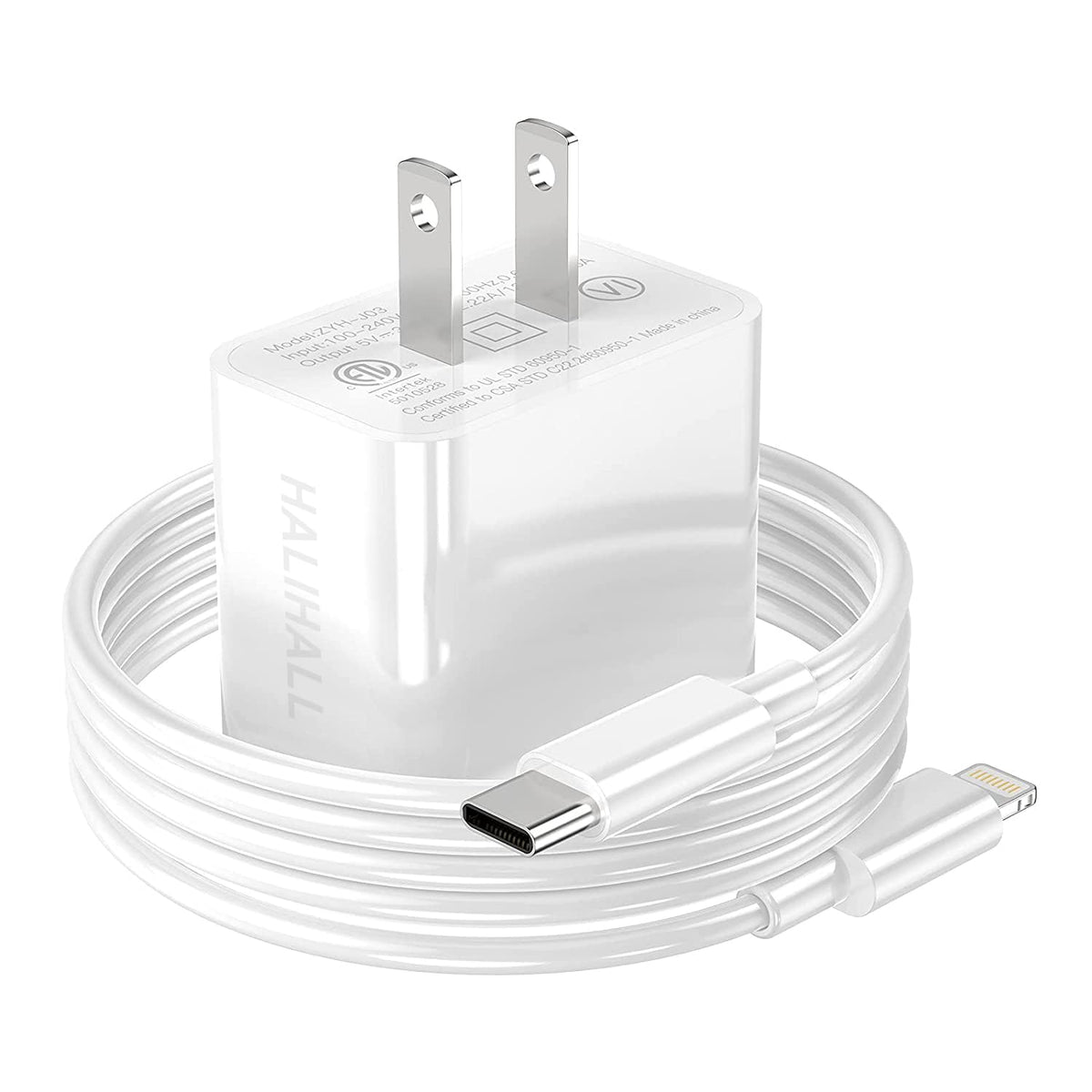 Halihall [Mfi Certified] I Phone Charger Block Usb C Fast Wall Plug With 6Ft Usb C To Lightning Cable For I Phone/14/13/12/11/Pro/Pro Max/Air Pods Pro/Ipad Air 3/Min4 (White, 6Ft 1Pack)