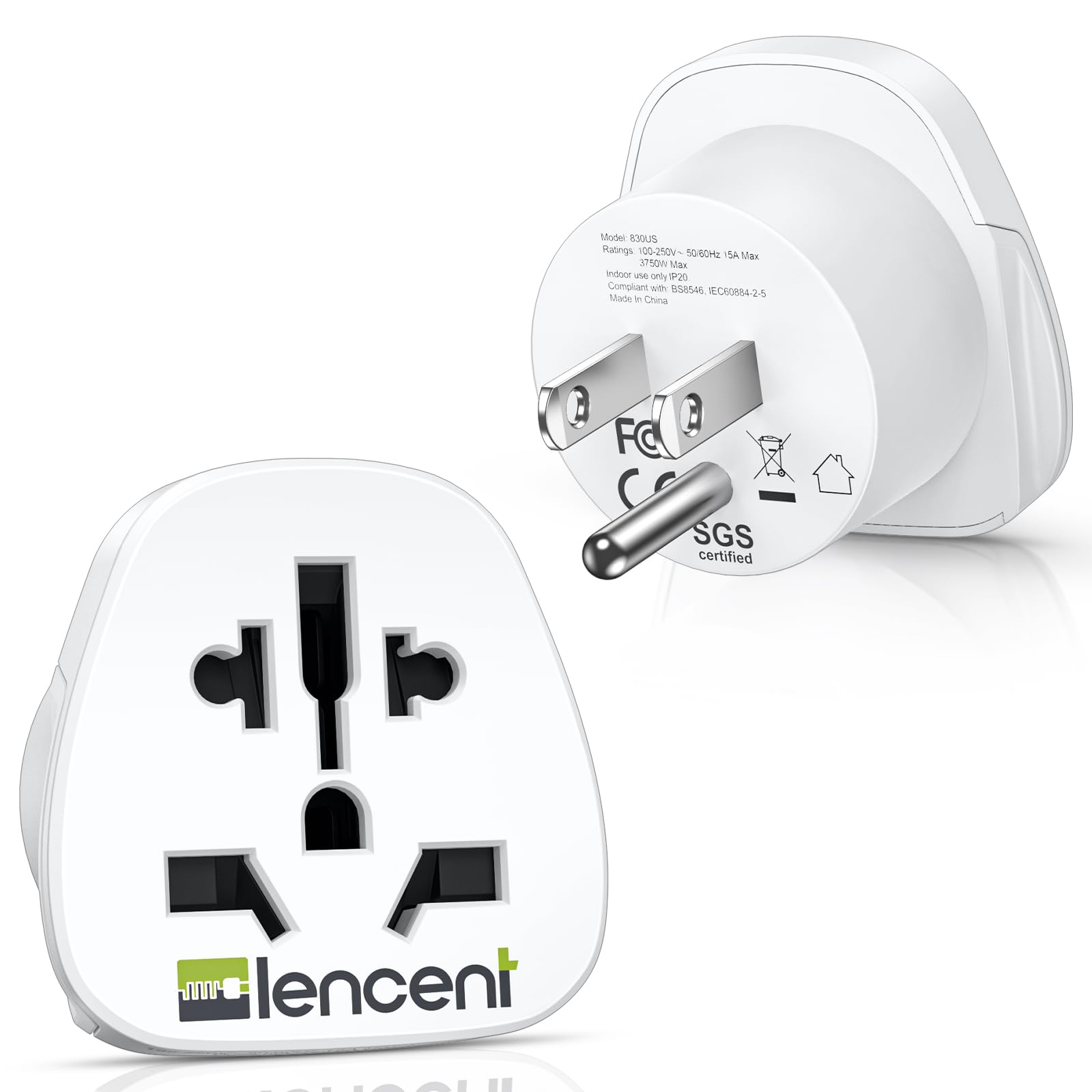 Lencent World To Us Plug Adapter, [2 Packs] European Eu Europe/Uk/Australia/China/Italy To Usa American Outlet Power Adaptor Tra