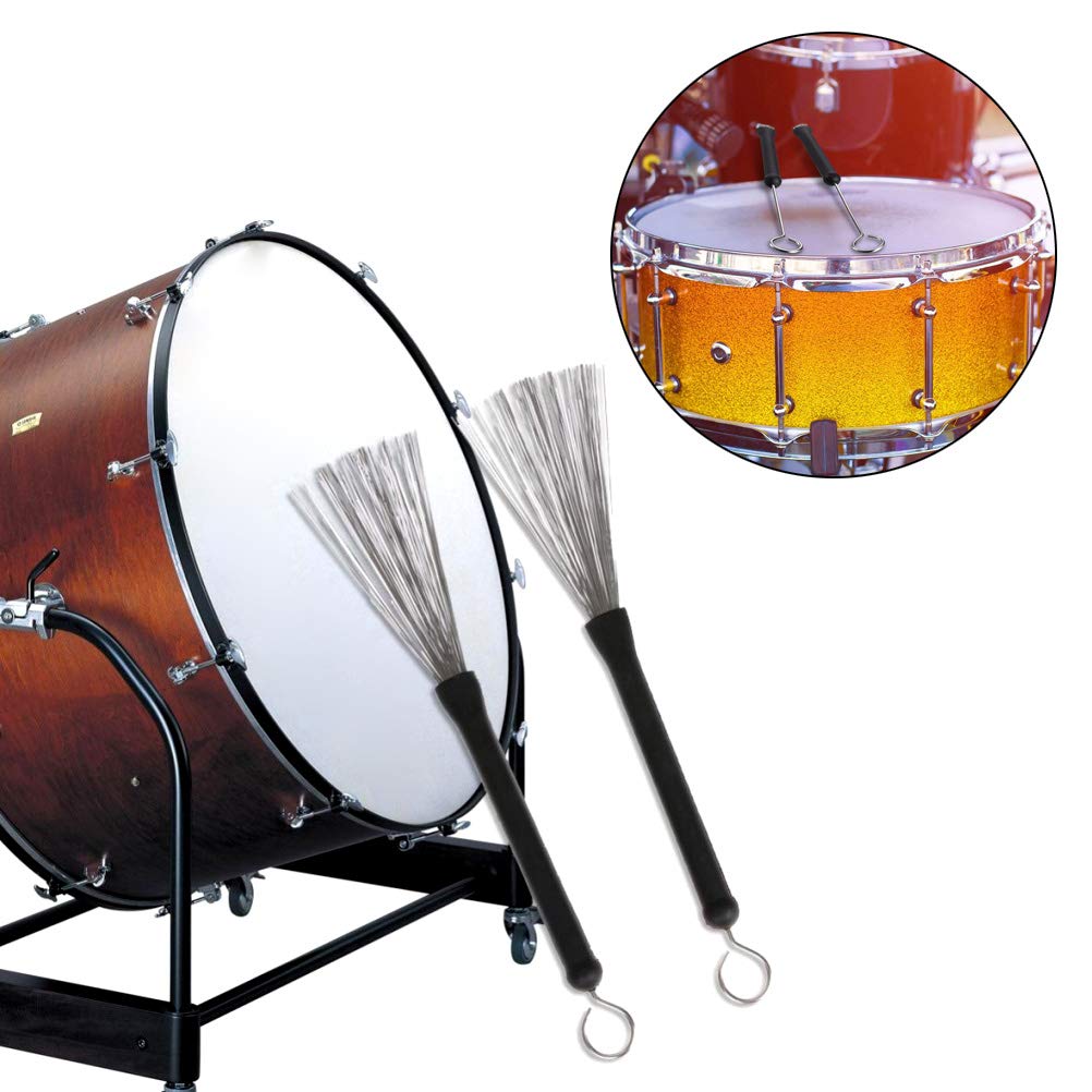 Aulufft Drum Stick Set,1 Pair 5A Classic Maple Wood Drum Sticks And 1 Pair Retractable Drum Wire Brushes And 1 Pair Rods Drum Br