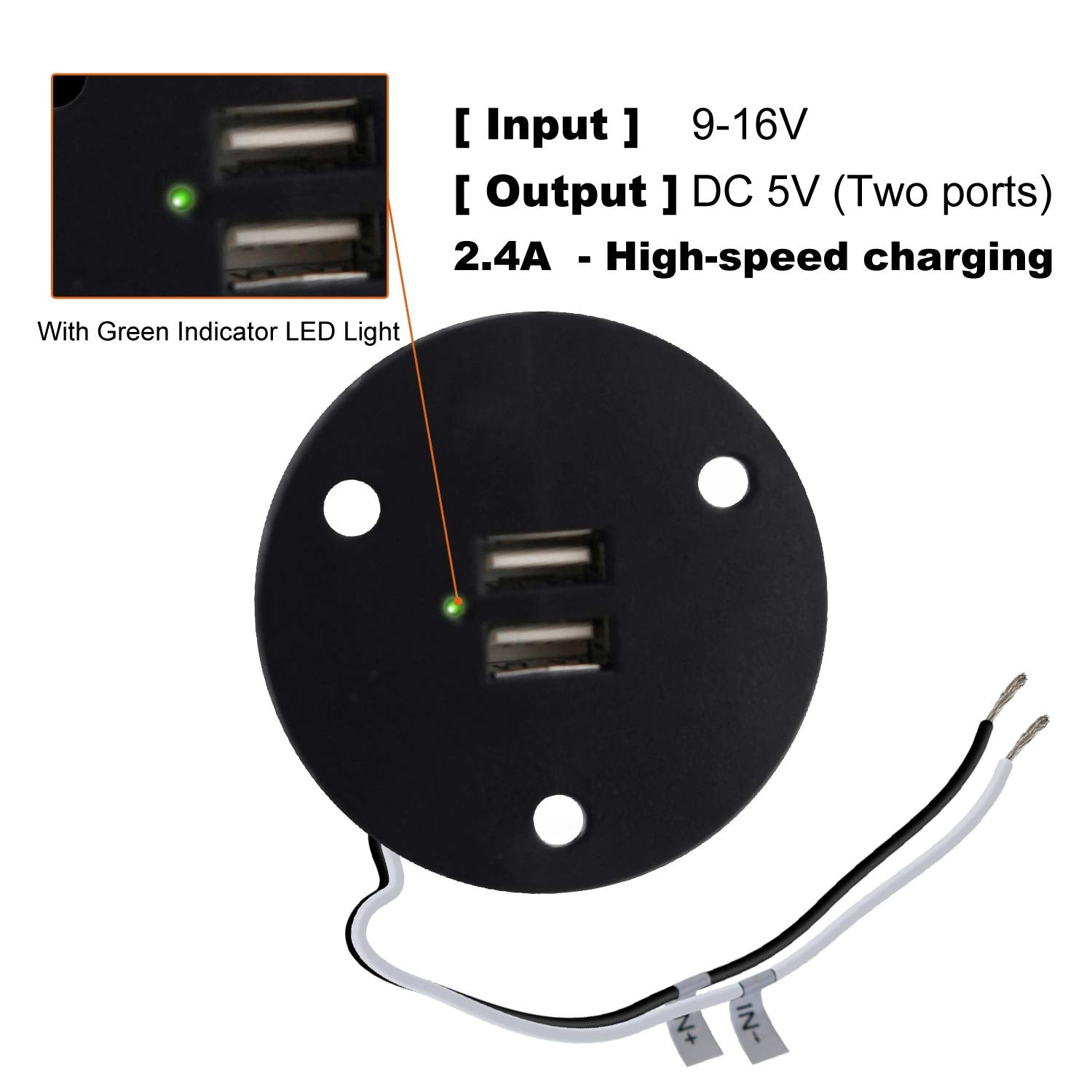 Facon 12V Rv Usb Charger Socket, Qc3.0 Quick Charger Usb Type A + Type C Pd 18W, Wall Mount Rv Usb Charging Port, For Rv Trailer
