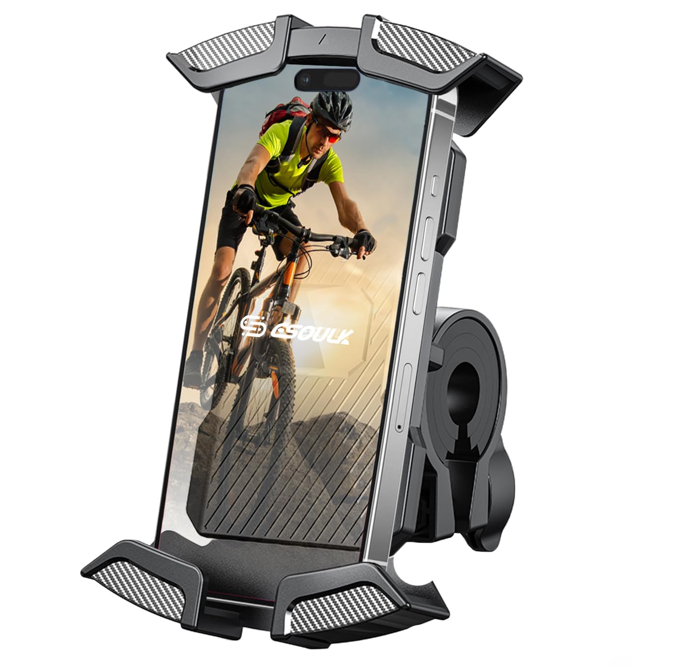 Bike Phone Holder, Motorcycle Phone Mount - Motorcycle Handlebar Cell Phone Clamp, Scooter Phone Clip For Iphone 15 Pro Max/Plus