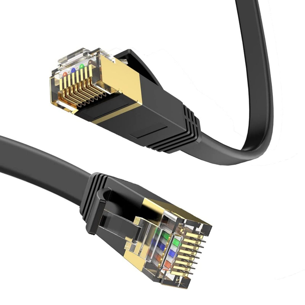 Lekvkm Cat 6 Ethernet Cable 10 Ft High Speed Rj45 Internet Cable For Outdoor & Indoor Support Cat6 Network Solid Slim Flat Black