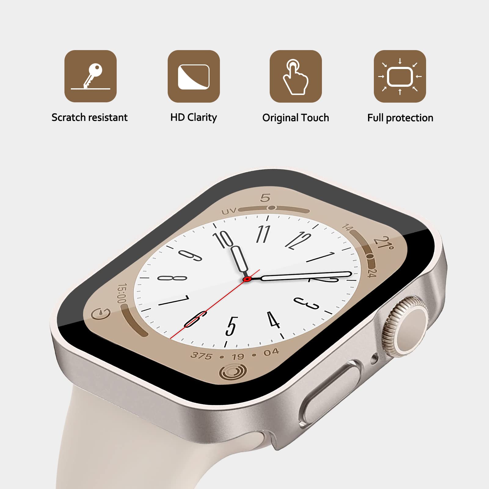 For Apple Watch Case 41Mm,Hard Case With Tempered Glass Screen Protector,Watch Cover For Apple Watch Series 9 8 7 Screen Protect