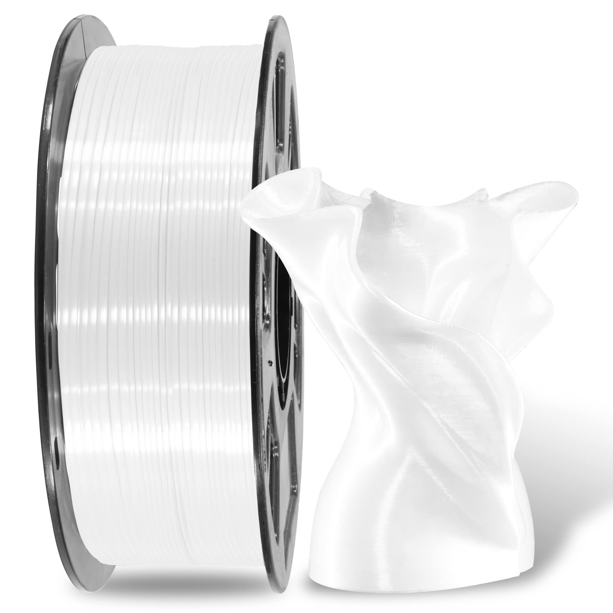 Mika3D Silk Shiny White Pla Filament, 1Kg 2.2Lbs 3D Printing Material With 1.75Mm High Diameter Accuracy, Neatly Wound Silk Pla