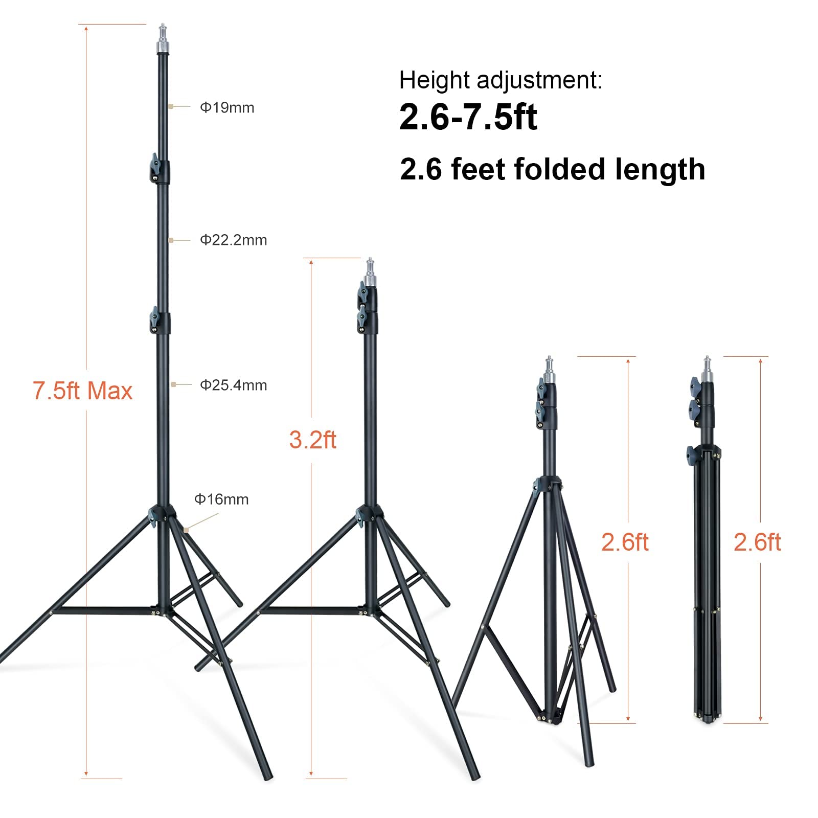 Linco Lincostore Zenith 7 Feet/225Cm Photo Studio Light Stands Set Of Two For Htc Vive Vr, Video, Portrait, And Product Photogra