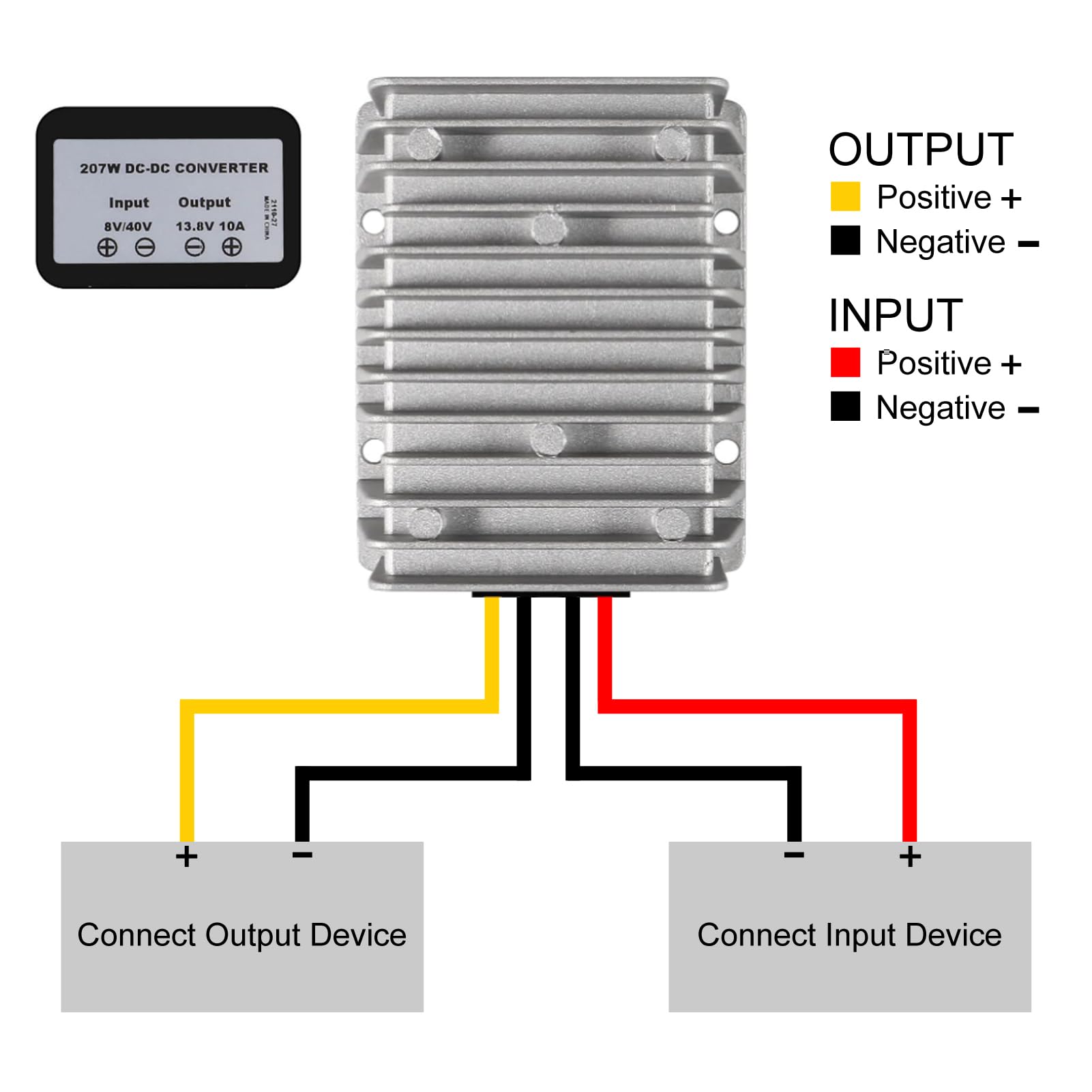 Aediko Dc Voltage Reducer Converter Dc 8V 40V To 13.8V 10A 138W Reducer Power Converter Waterproof Regulator Module Transformer