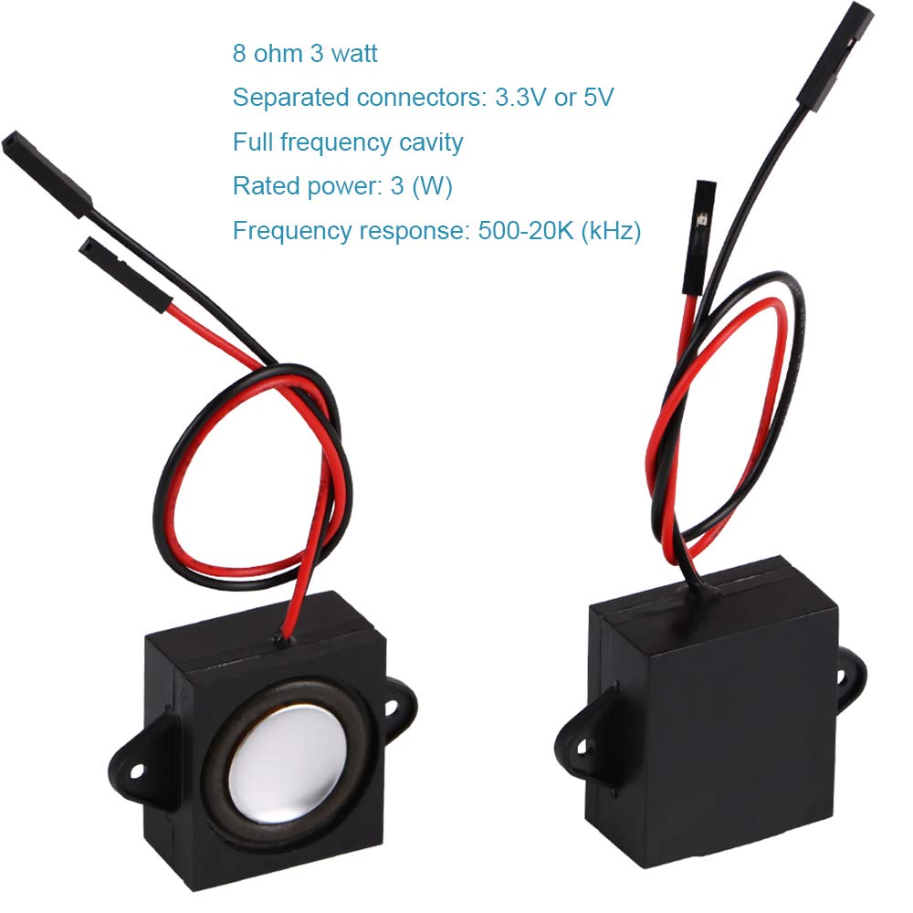 Makerhawk 2Pcs Speaker 3 Watt 8 Ohm Single Cavity Mini Speaker Full Range Cavity Mobile Portable Advertising Machine Speaker Connector Separating Interface 3.3V 5V