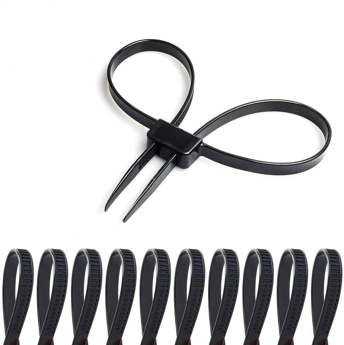 Coitak Flex Cuffs, 10 Pcs Zip Tie Handcuffs, Double Locking Zip Ties Restraints, Black Nylon Cable Tie, Heavy Duty Tensile Stren