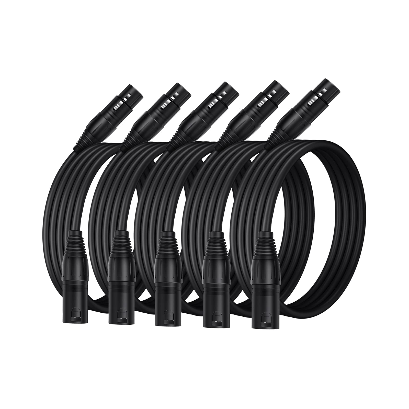 Cablecreation Xlr Cable, [5 Pack] 3 Ft Xlr Male To Xlr Female Balanced 3 Pin Microphone Cable, Black