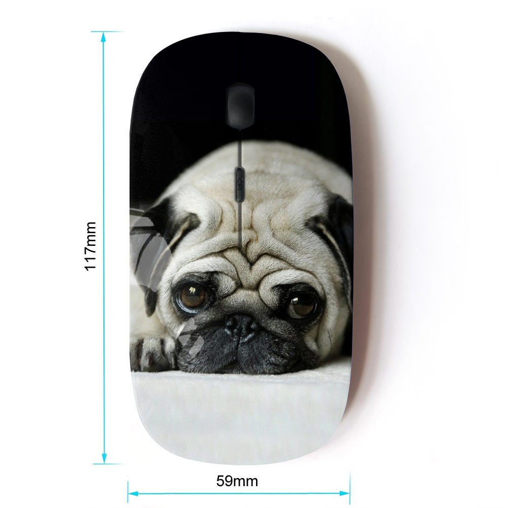 Koolmouse [ Optical 2.4G Wireless Mouse [ Pug Dog Small Shorthair Big Brown Eyes ]